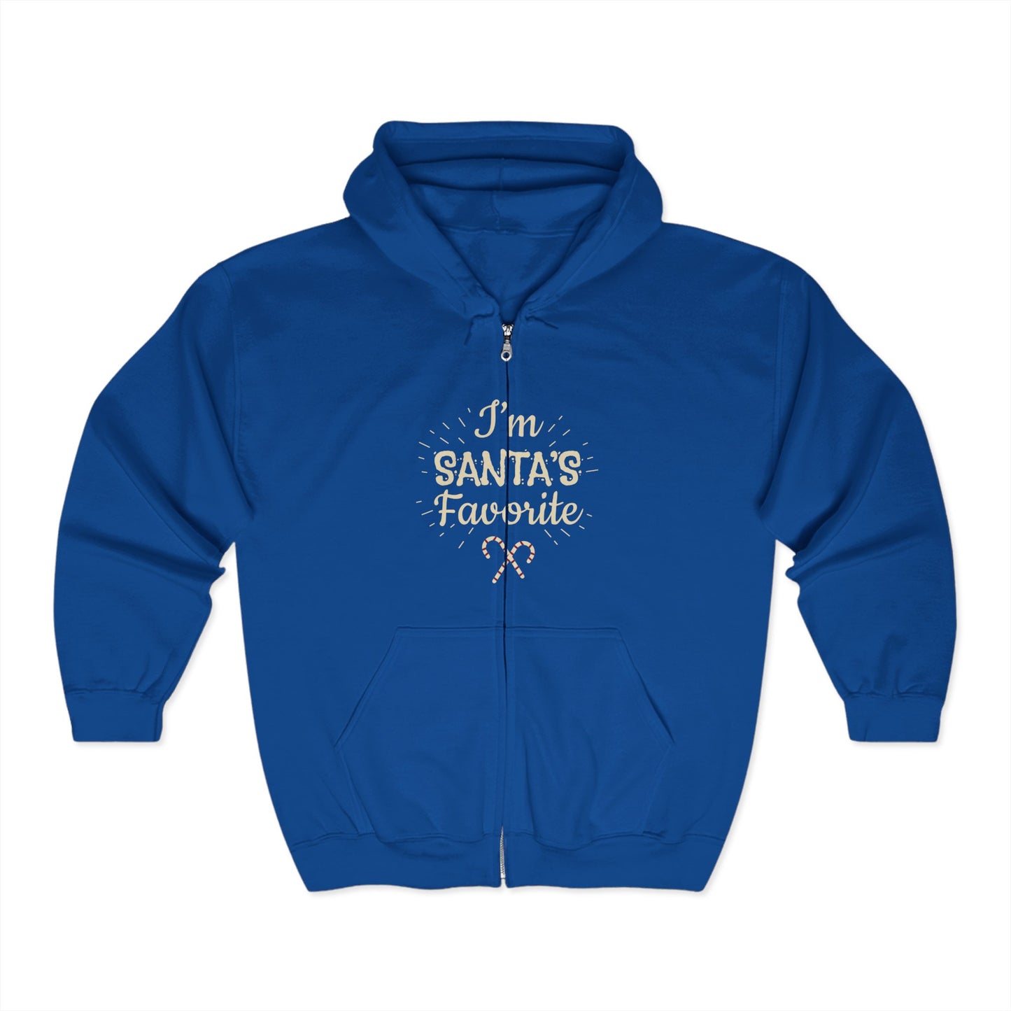 Christmas Unisex Full Zip Hooded Sweatshirt - I'm Santa's Favorite Design