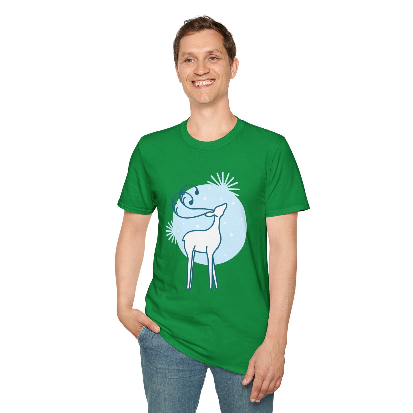 Christmas Unisex T-Shirt - Snow Reindeer Design