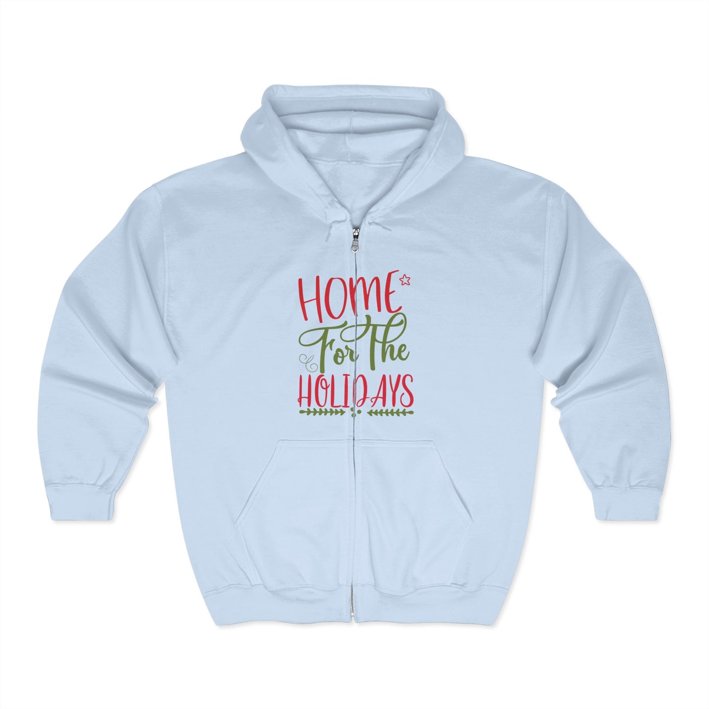Christmas Unisex Full Zip Hooded Sweatshirt - Home For The Holidays Design