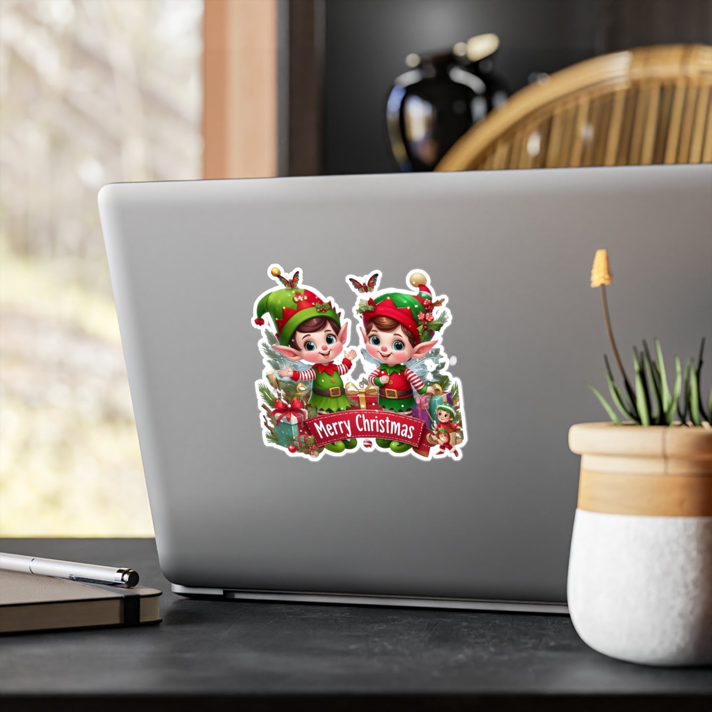 Festive Christmas Elves Sticker
