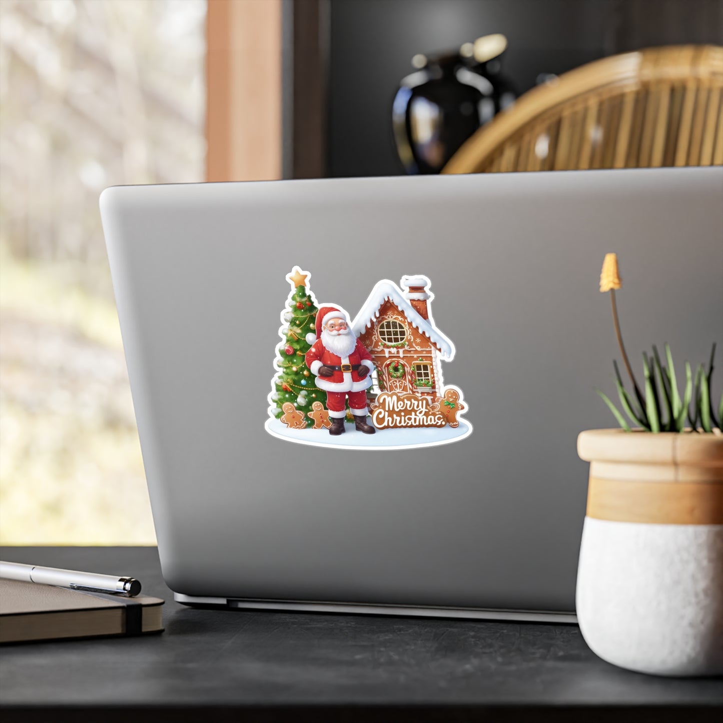 Santa And The Gingerbread House Sticker