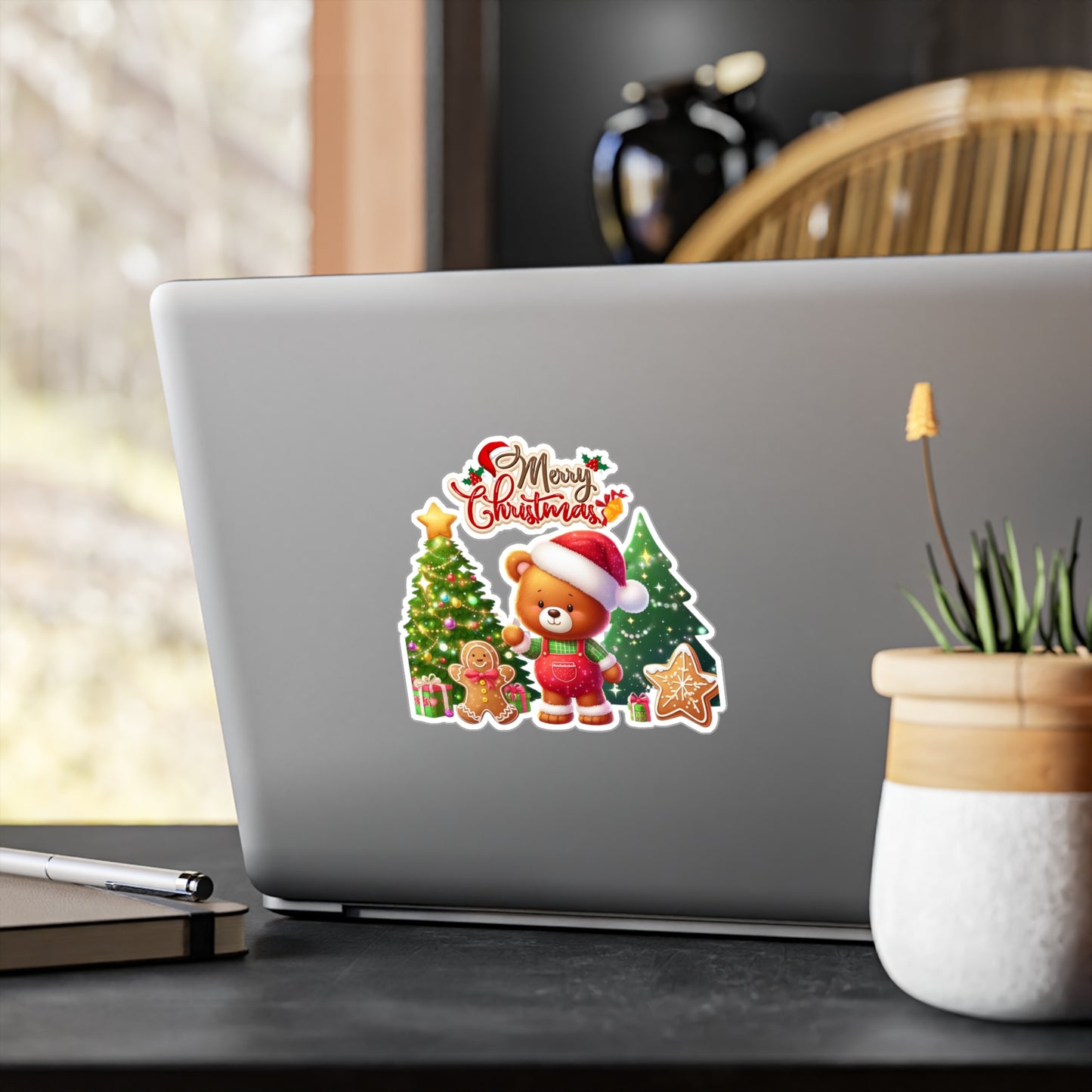 Merry Christmas Teddy Bear Sticker
