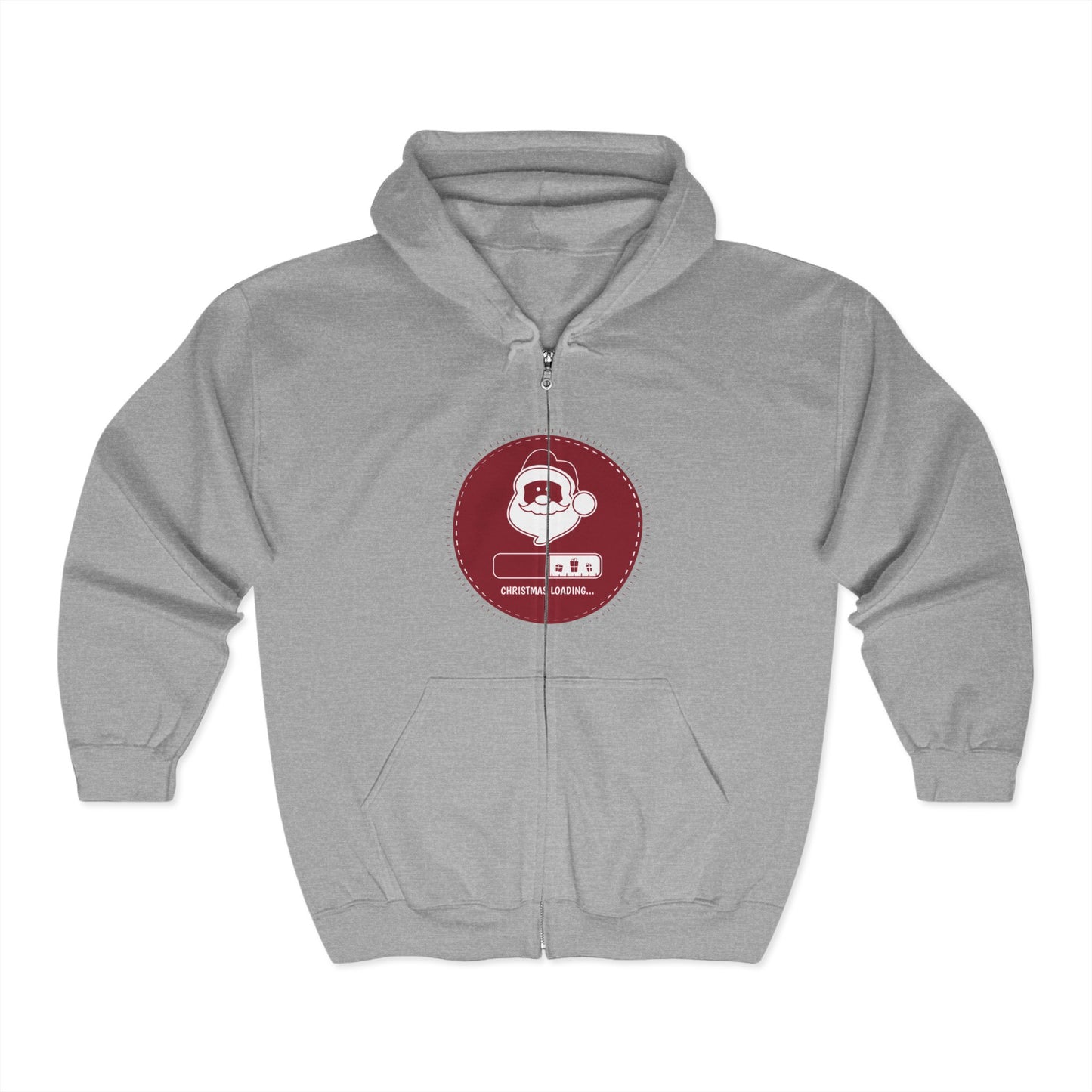 Christmas Unisex Full Zip Hooded Sweatshirt - Christmas Loading Design