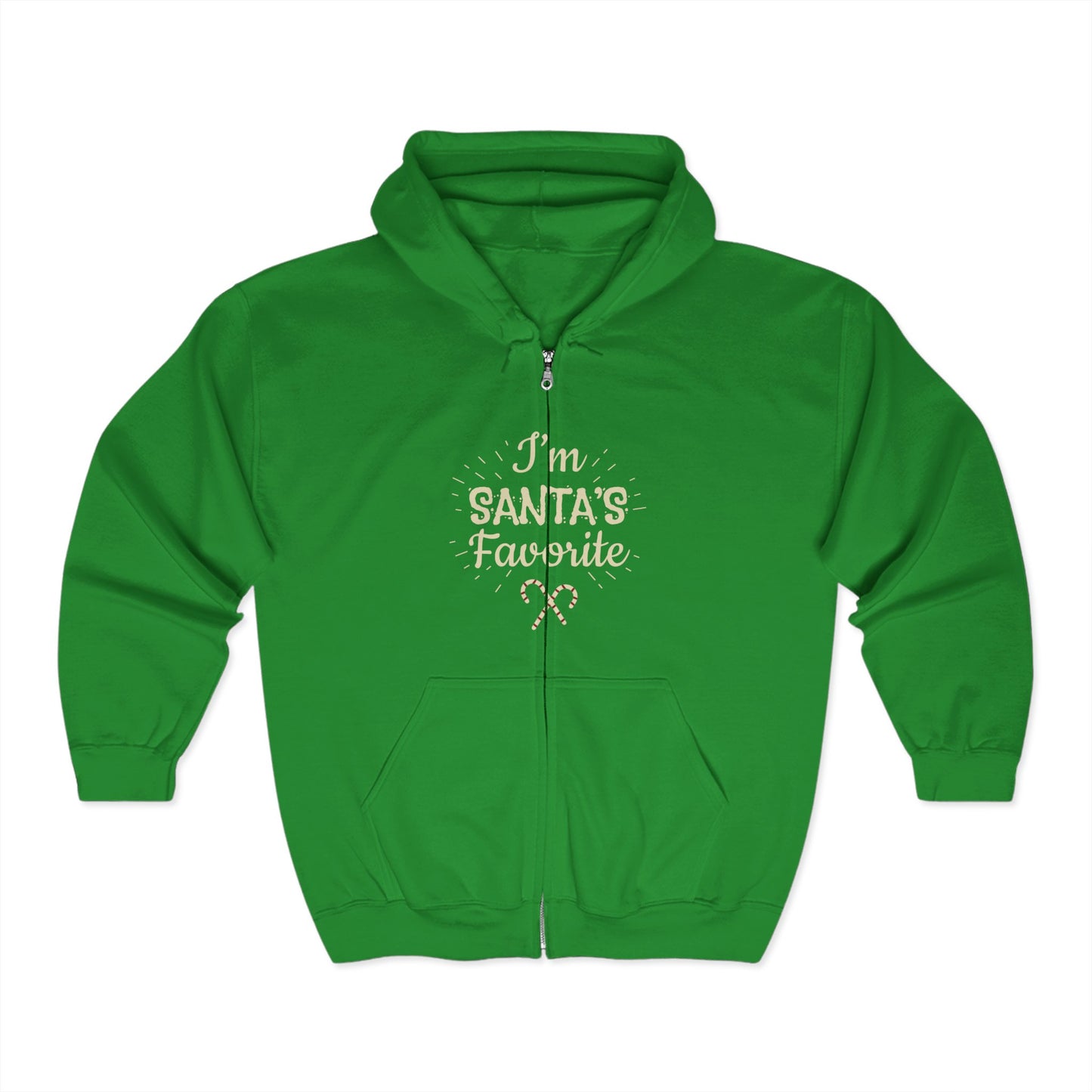 Christmas Unisex Full Zip Hooded Sweatshirt - I'm Santa's Favorite Design