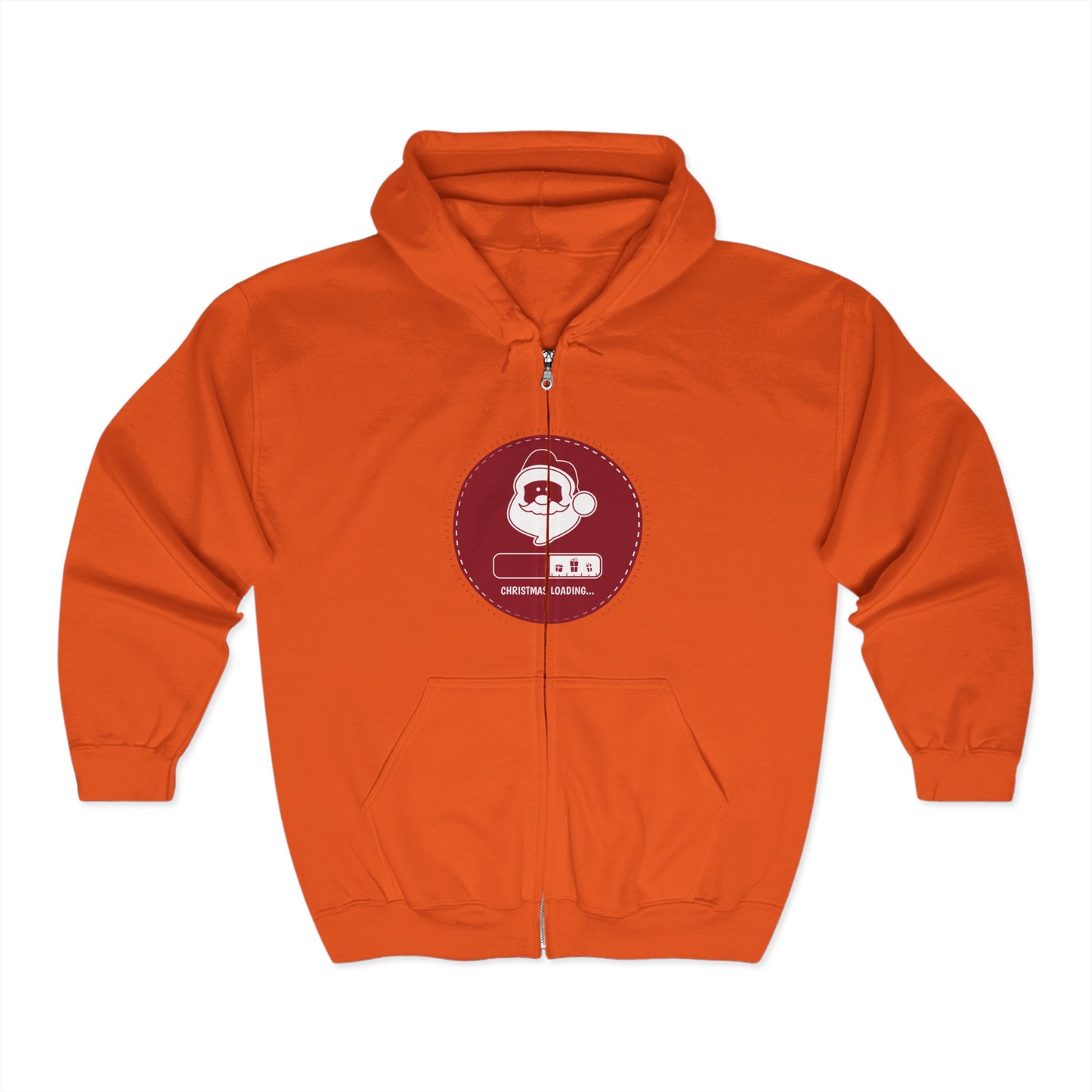 Christmas Unisex Full Zip Hooded Sweatshirt - Christmas Loading Design