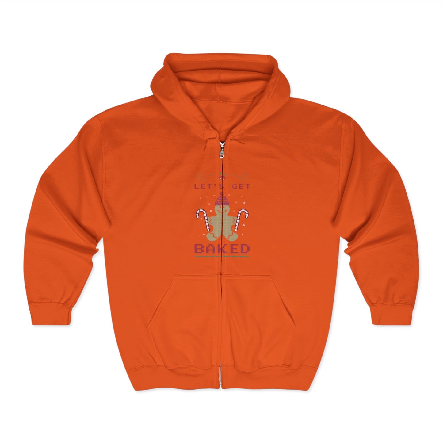 Christmas Unisex Full Zip Hooded Sweatshirt - Let's Get Baked Design