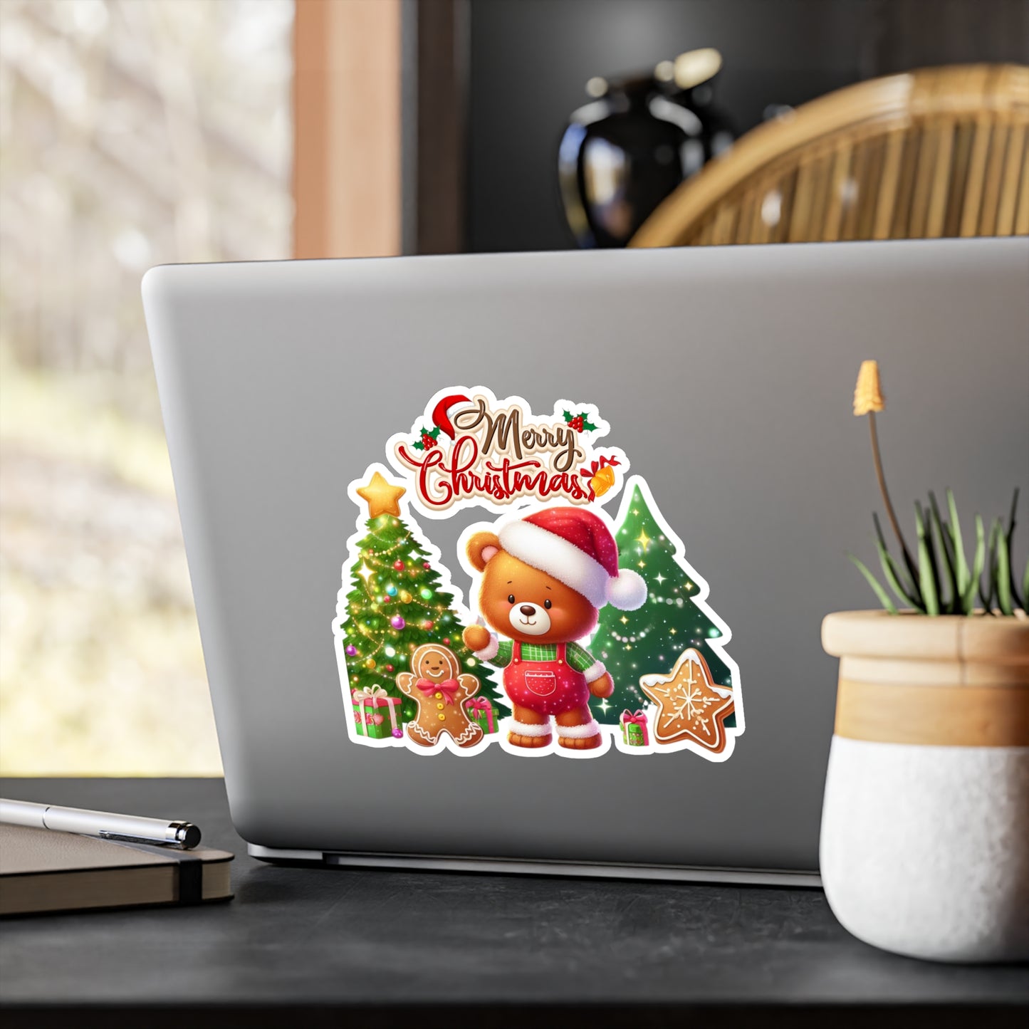 Merry Christmas Teddy Bear Sticker
