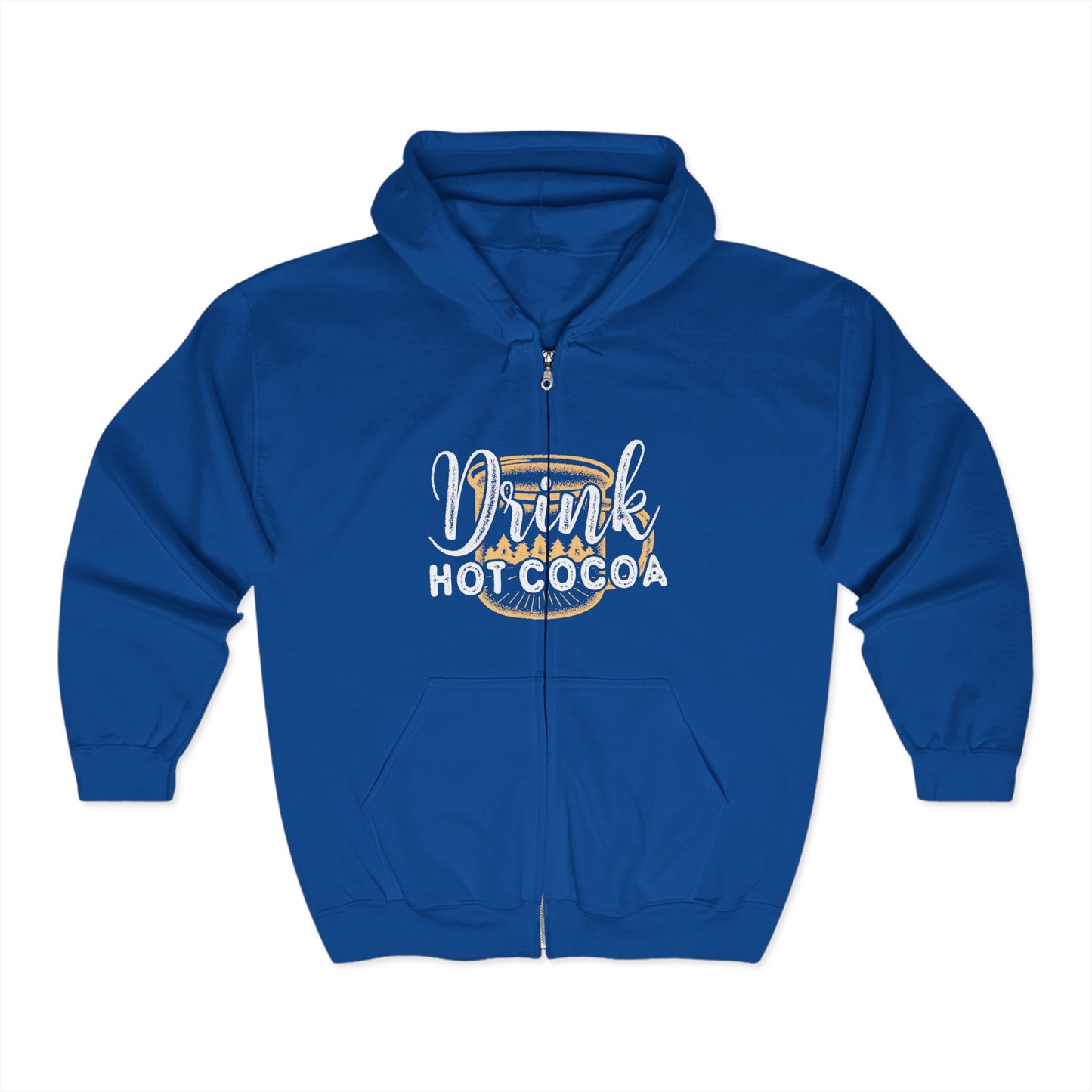 Christmas Unisex Full Zip Hooded Sweatshirt - Drink Hot Cocoa Design