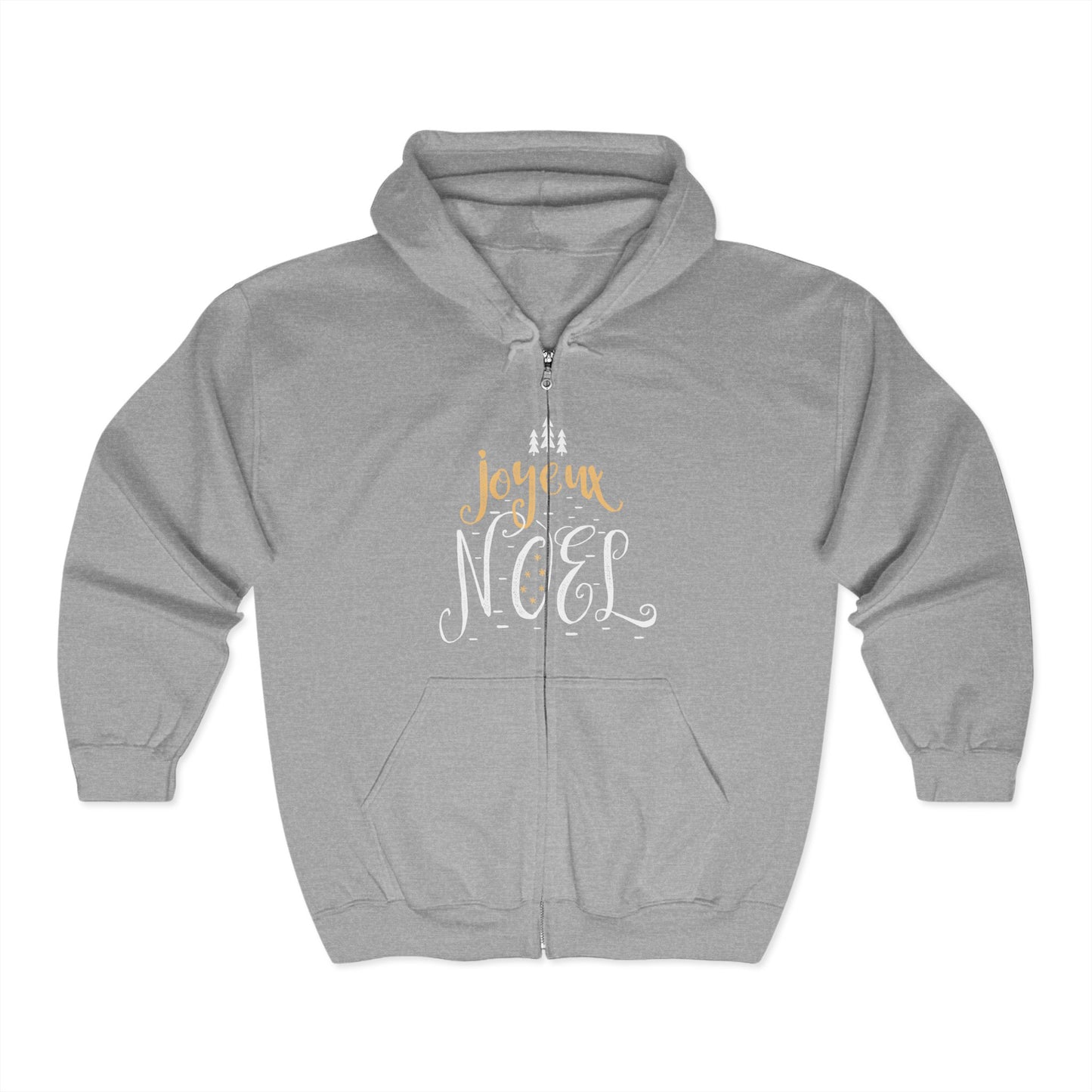 Christmas Unisex Full Zip Hooded Sweatshirt - Joyeux Noel Design