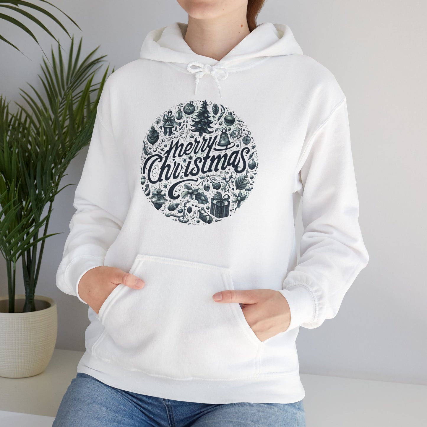Merry Christmas Abstract Seamless Pattern Christmas Hoodie - Unisex