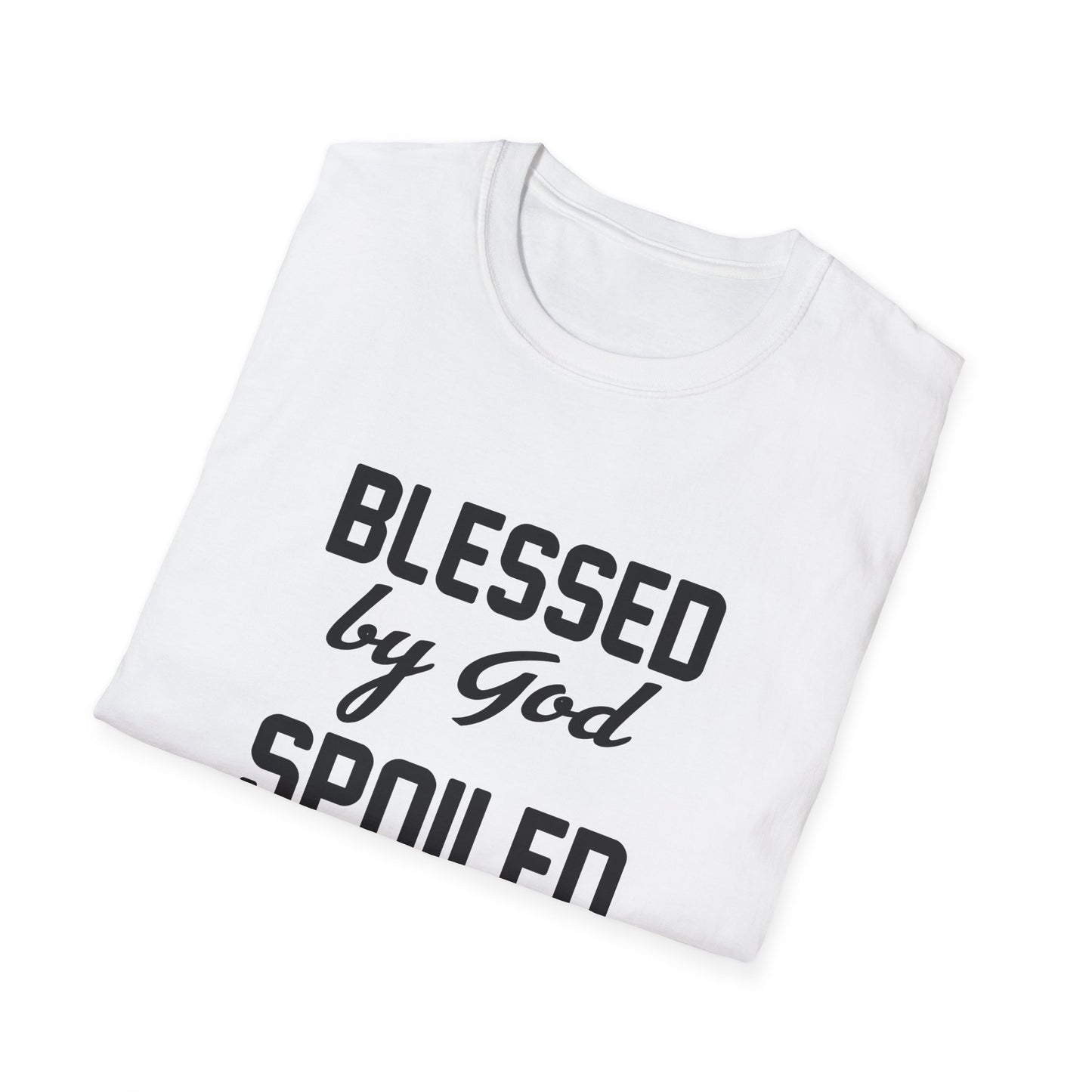 Christian Unisex T-Shirt - Blessed By God Spoiled By My Husband Design