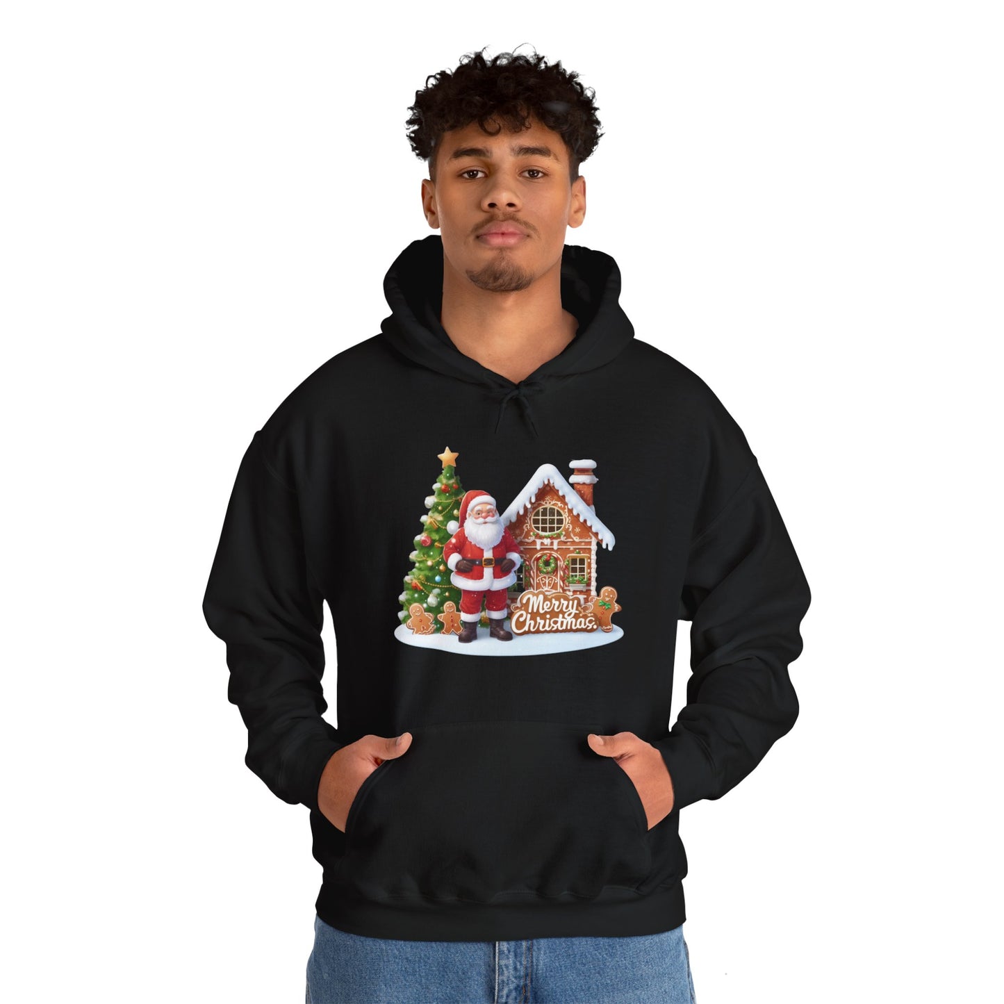 Santa and the Gingerbread House Christmas Hoodie - Unisex