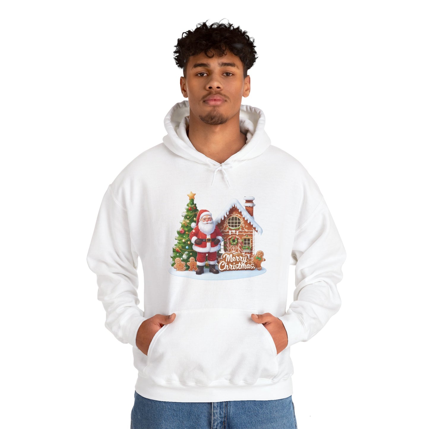 Santa and the Gingerbread House Christmas Hoodie - Unisex