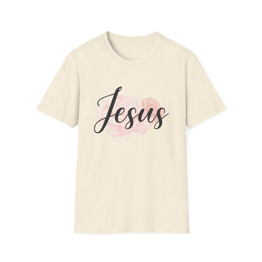 Christian Unisex T-Shirt - Jesus and Rose Design