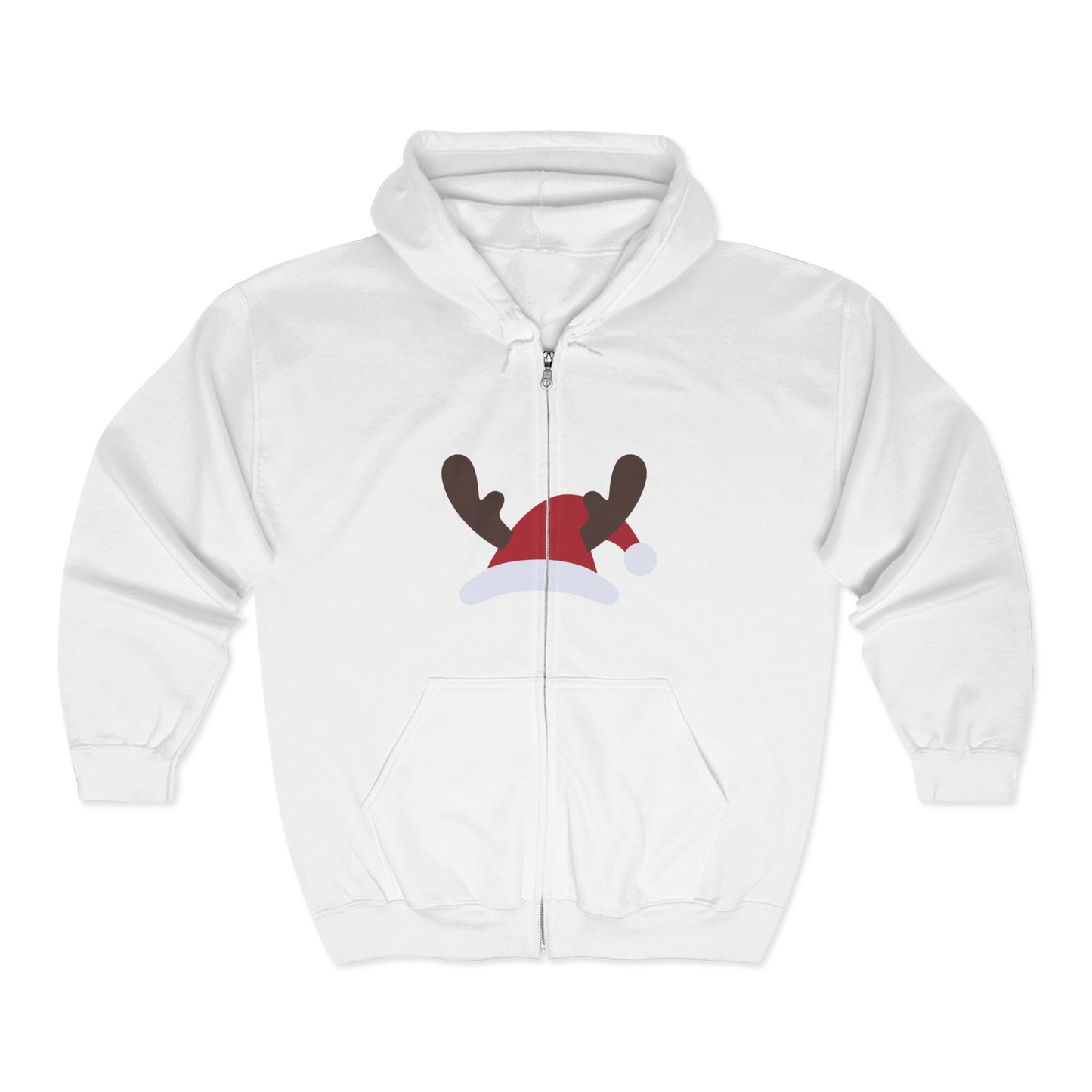 Christmas Unisex Full Zip Hooded Sweatshirt - Santa's Hat Design