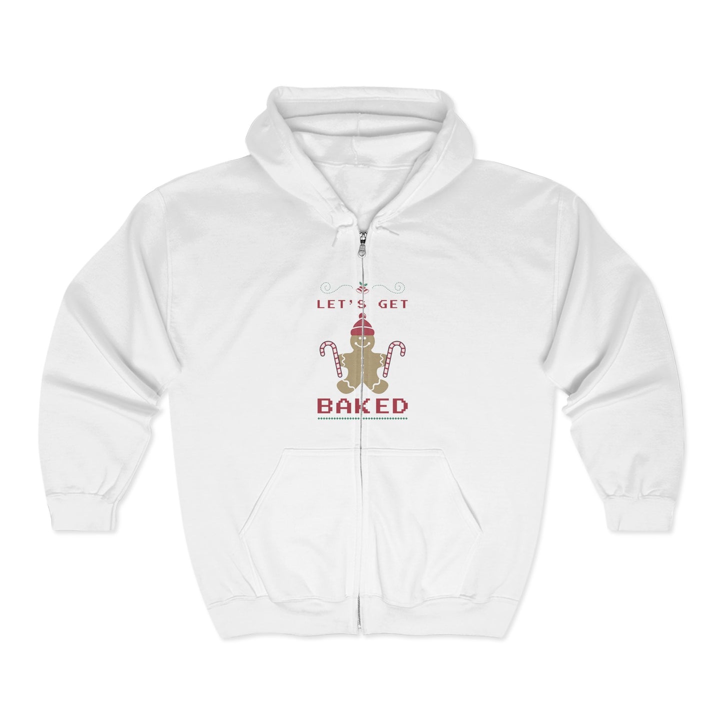 Christmas Unisex Full Zip Hooded Sweatshirt - Let's Get Baked Design