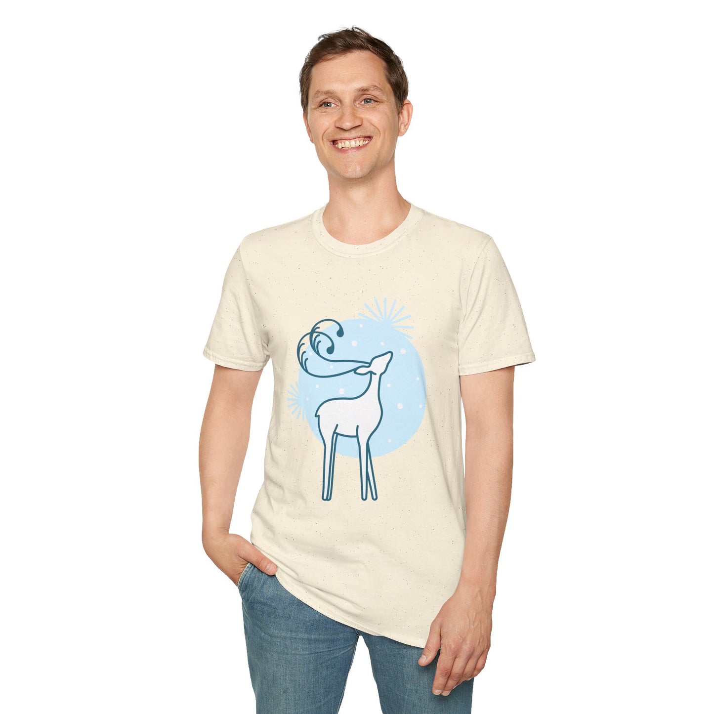 Christmas Unisex T-Shirt - Snow Reindeer Design