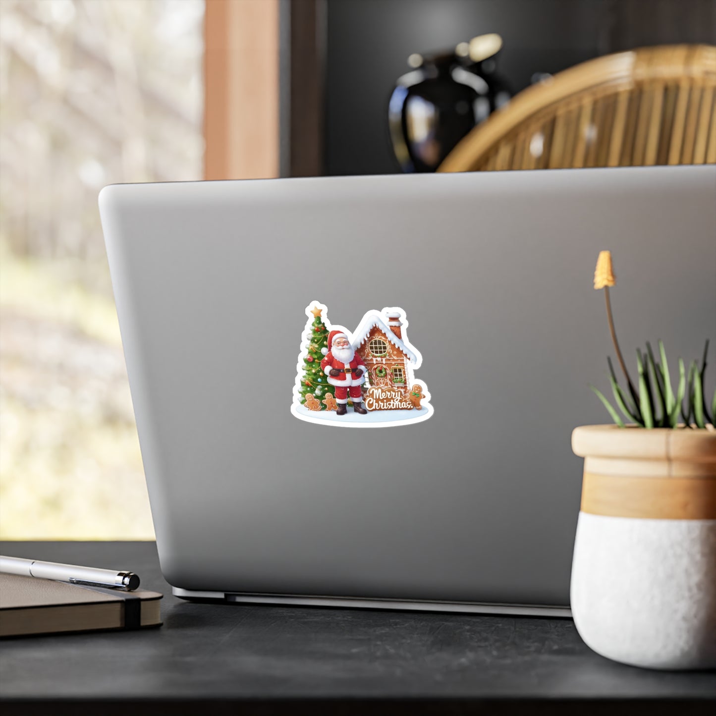 Santa And The Gingerbread House Sticker