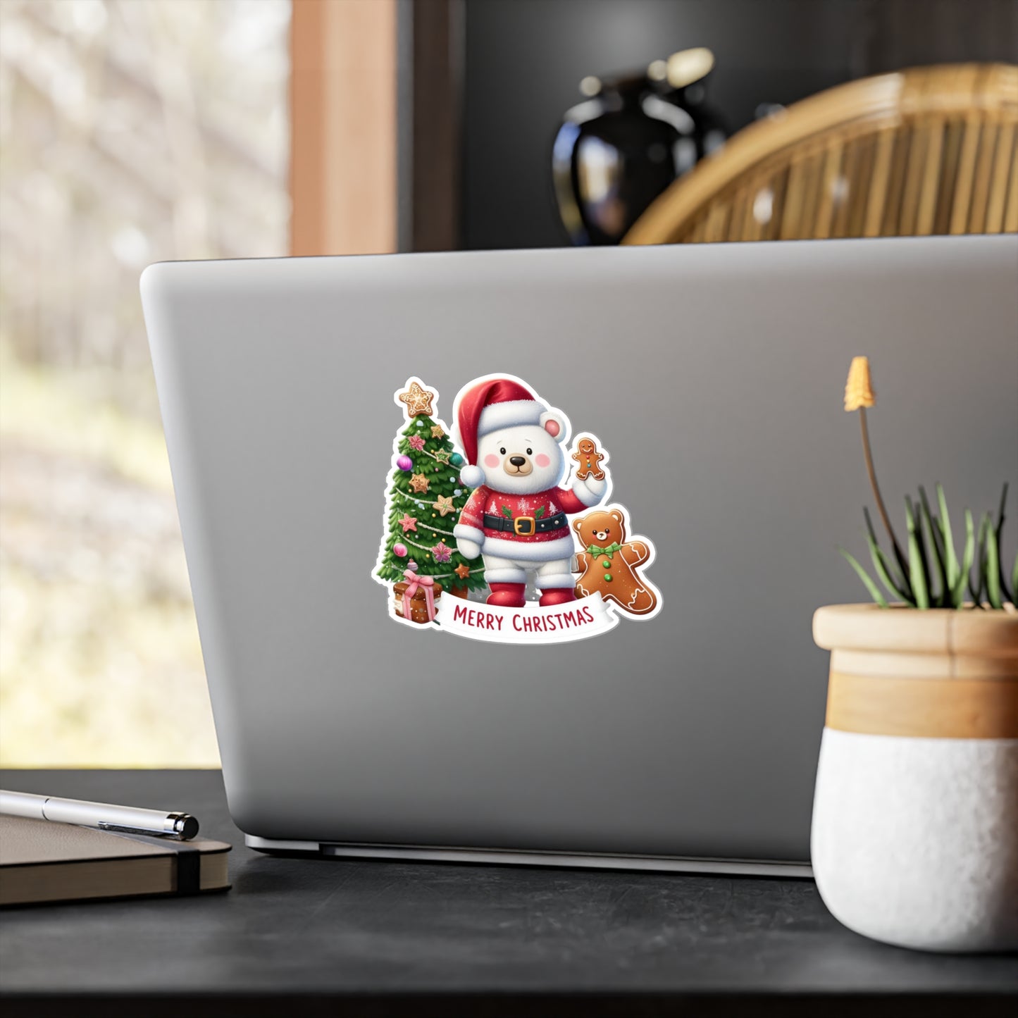 Merry Christmas Polar Bear Sticker