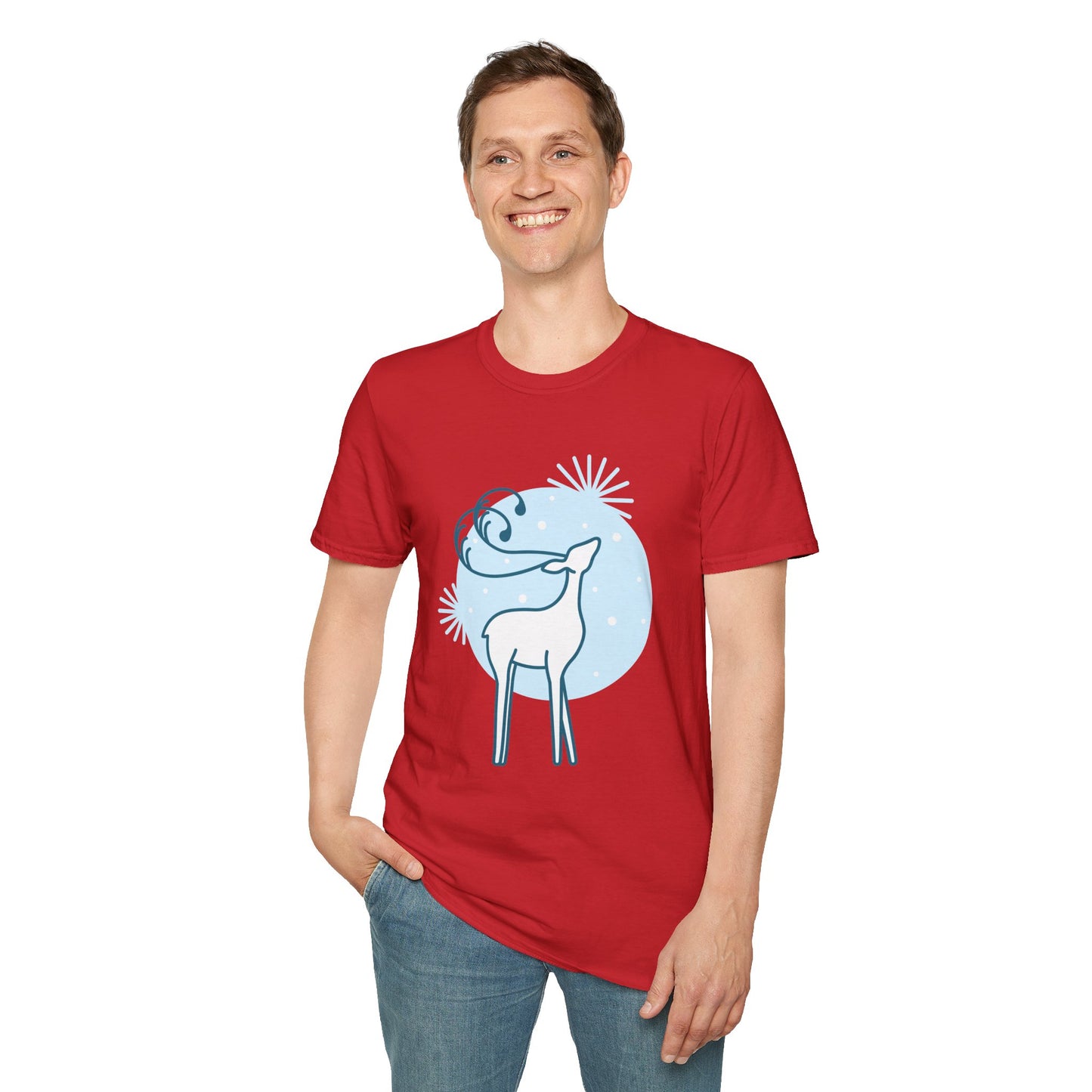 Christmas Unisex T-Shirt - Snow Reindeer Design