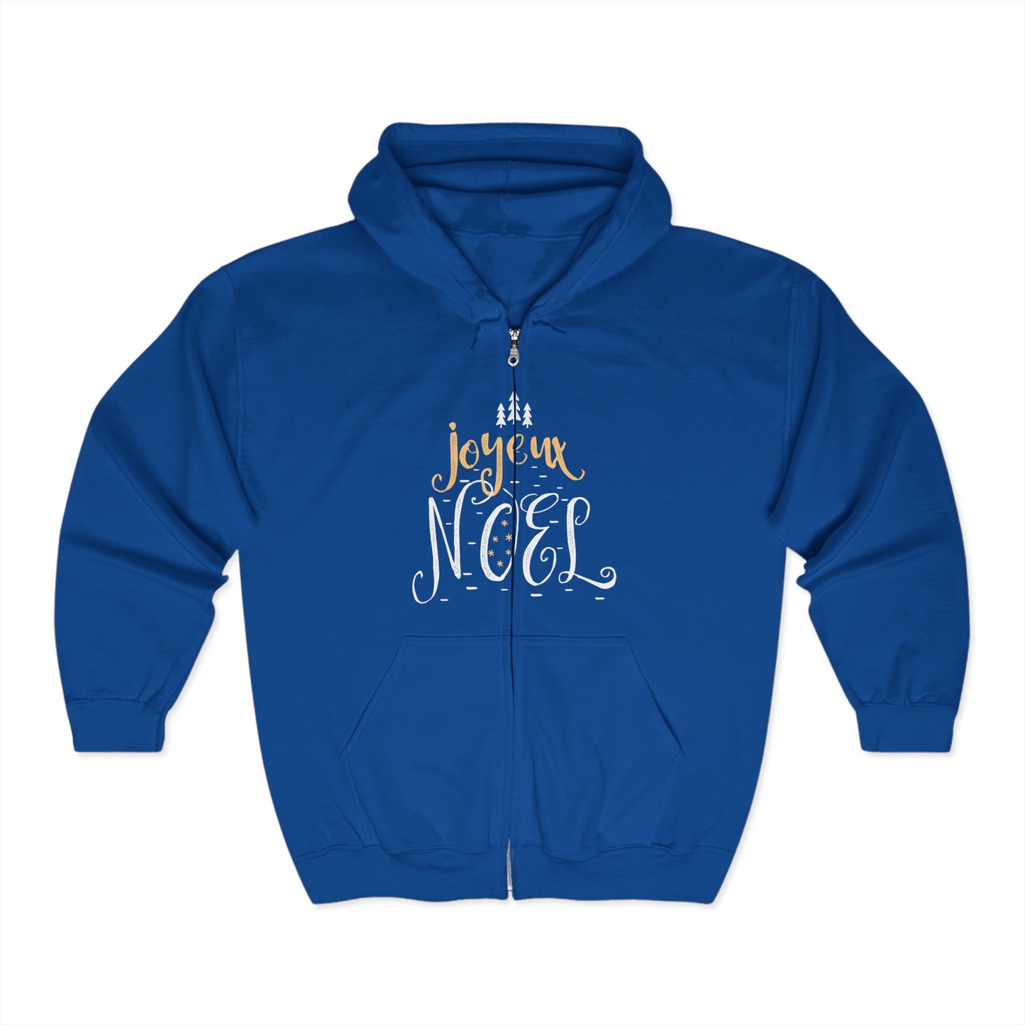 Christmas Unisex Full Zip Hooded Sweatshirt - Joyeux Noel Design