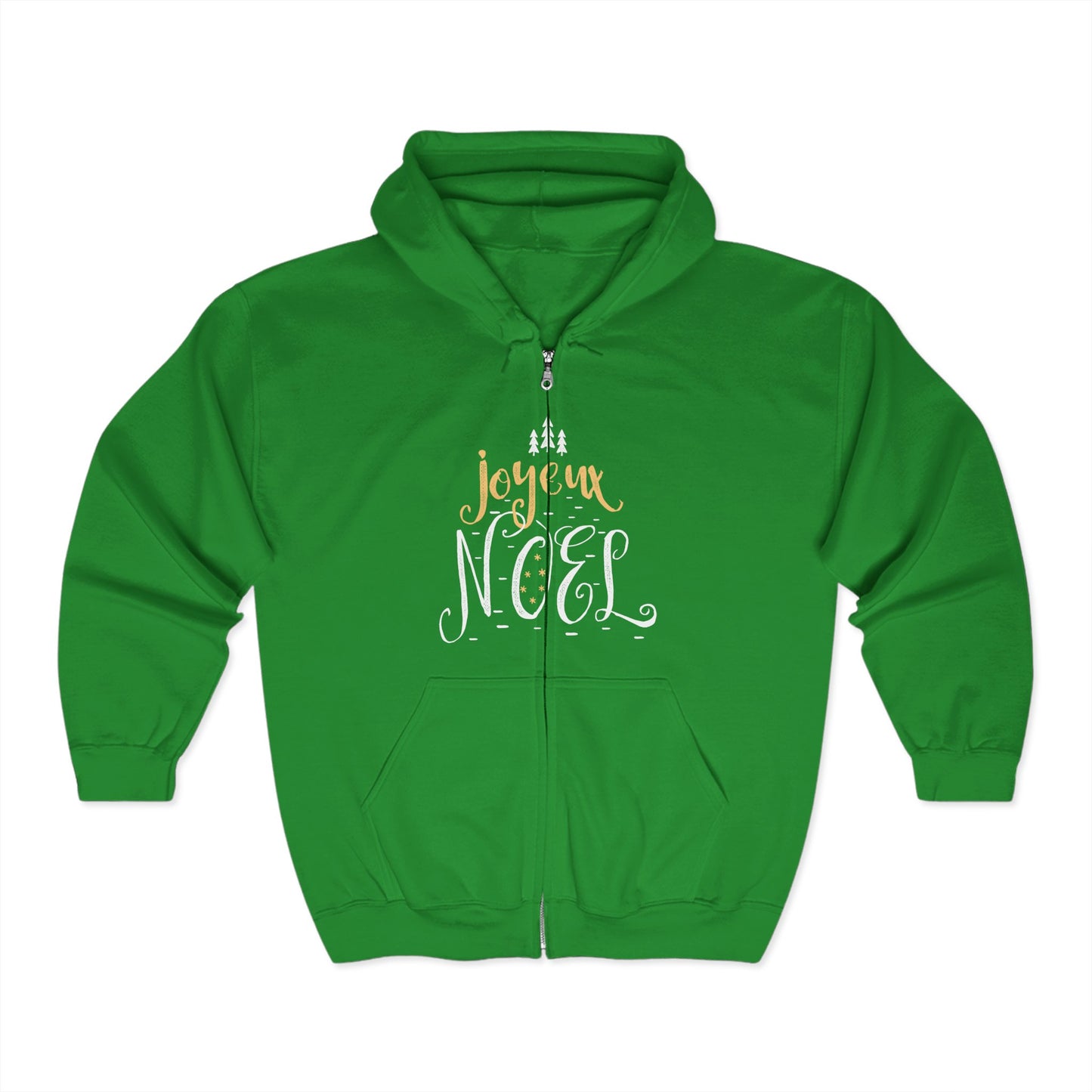 Christmas Unisex Full Zip Hooded Sweatshirt - Joyeux Noel Design