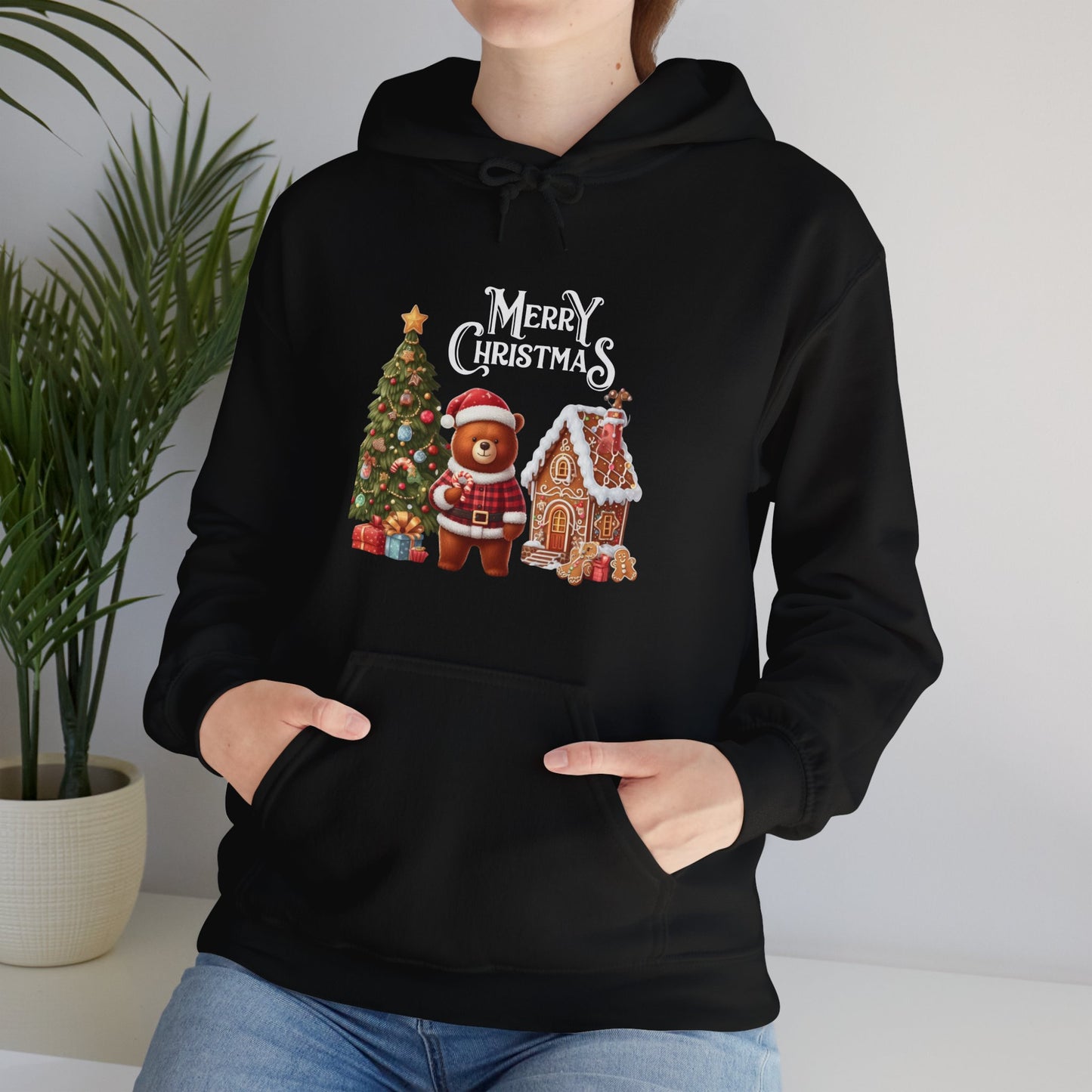 Festive Bear and the Gingerbread House Christmas Hoodie - Unisex