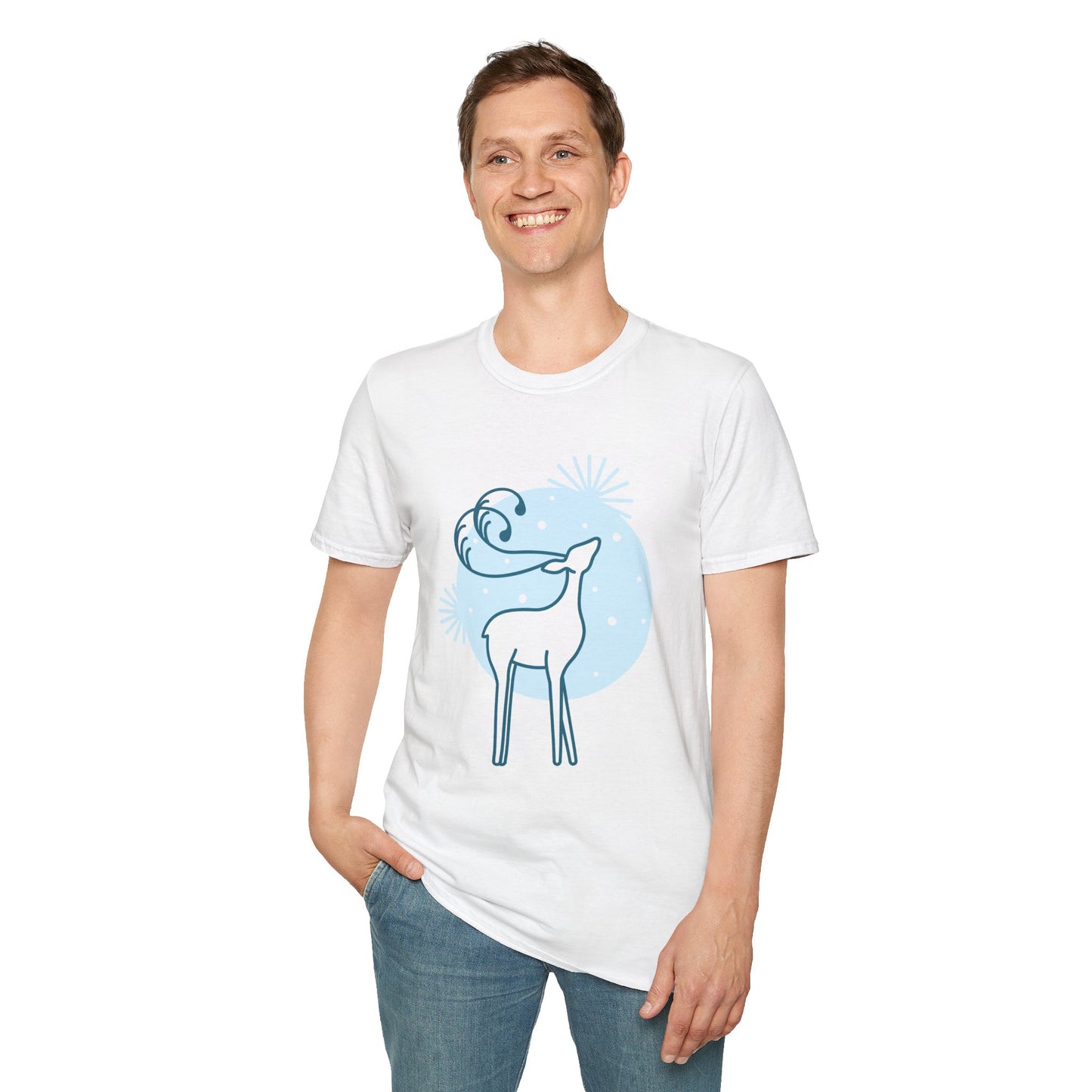 Christmas Unisex T-Shirt - Snow Reindeer Design