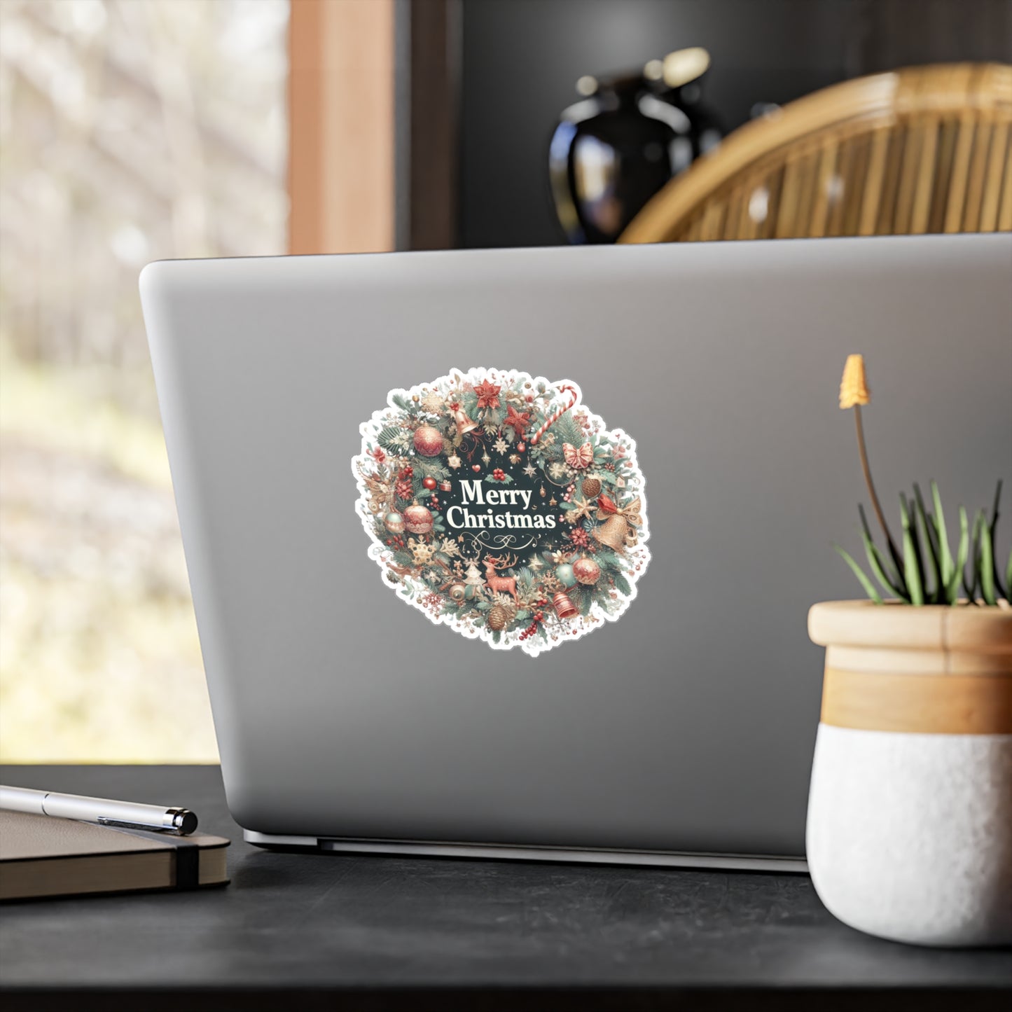 Merry Christmas Wreath Sticker