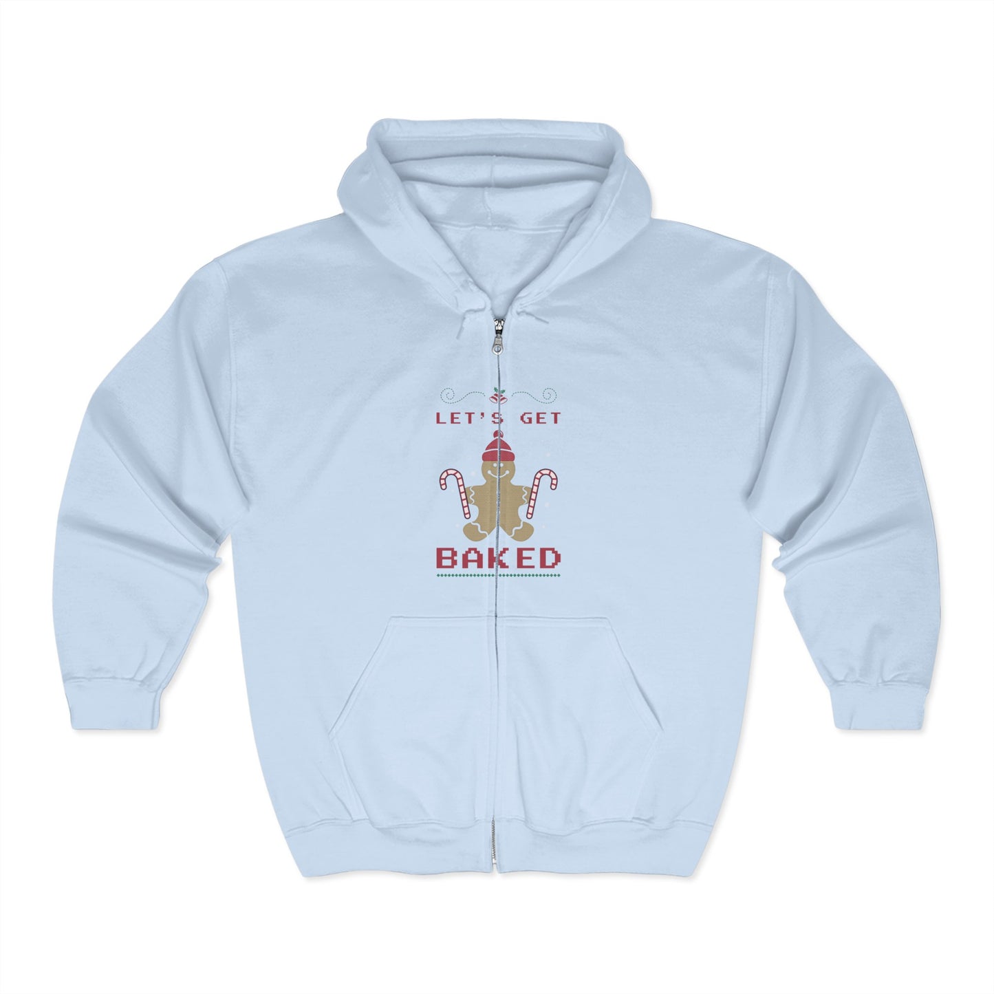Christmas Unisex Full Zip Hooded Sweatshirt - Let's Get Baked Design