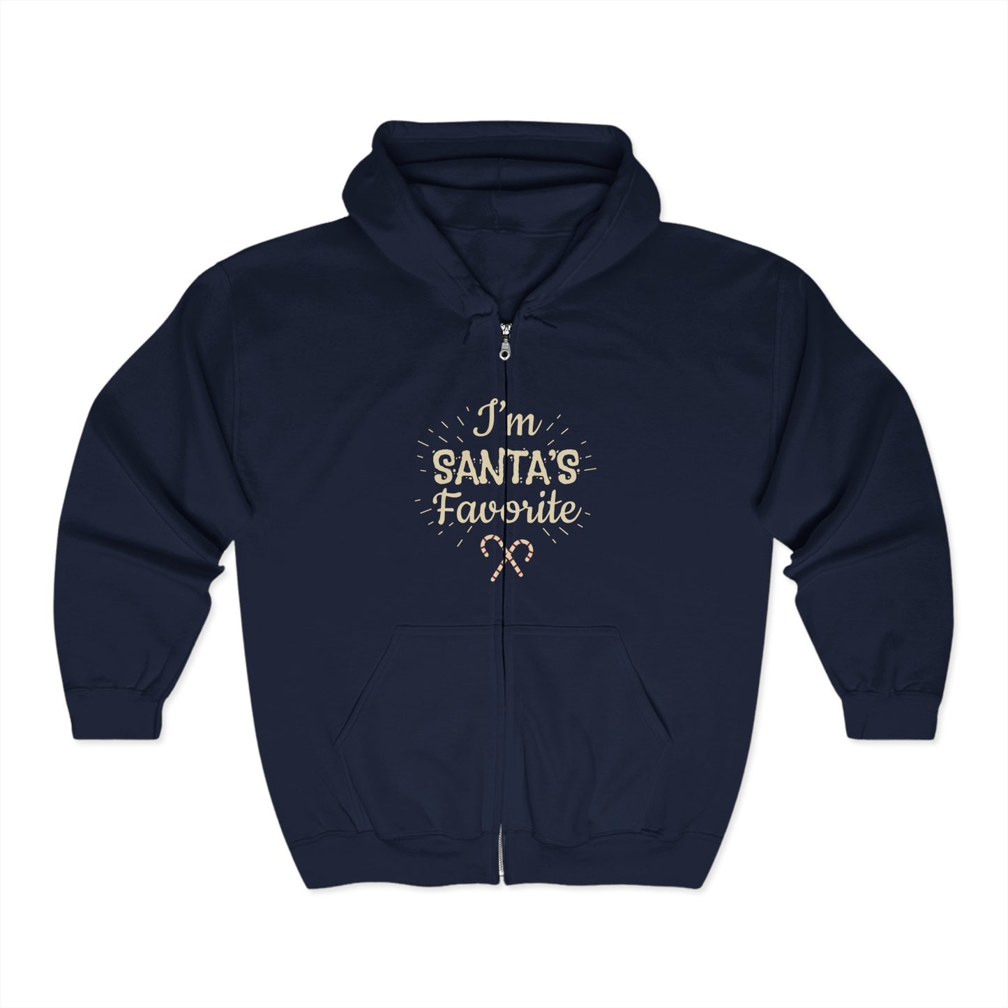 Christmas Unisex Full Zip Hooded Sweatshirt - I'm Santa's Favorite Design