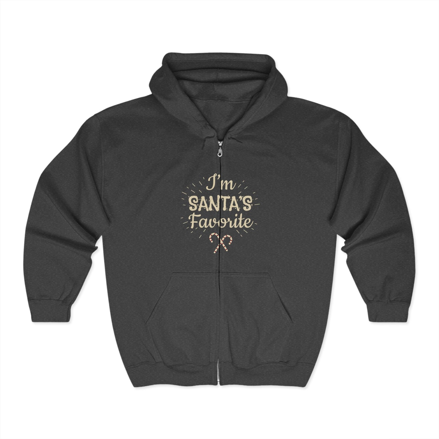 Christmas Unisex Full Zip Hooded Sweatshirt - I'm Santa's Favorite Design