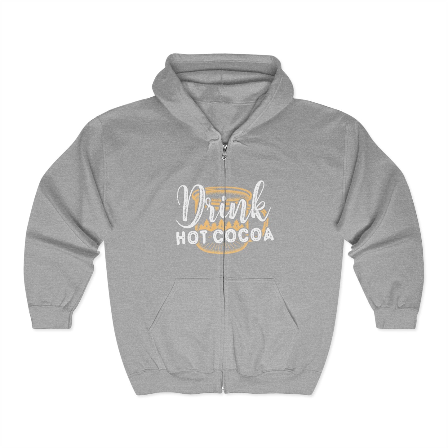 Christmas Unisex Full Zip Hooded Sweatshirt - Drink Hot Cocoa Design