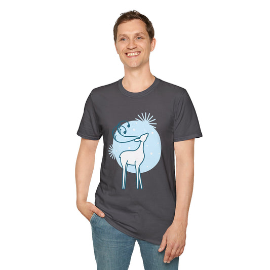 Christmas Unisex T-Shirt - Snow Reindeer Design