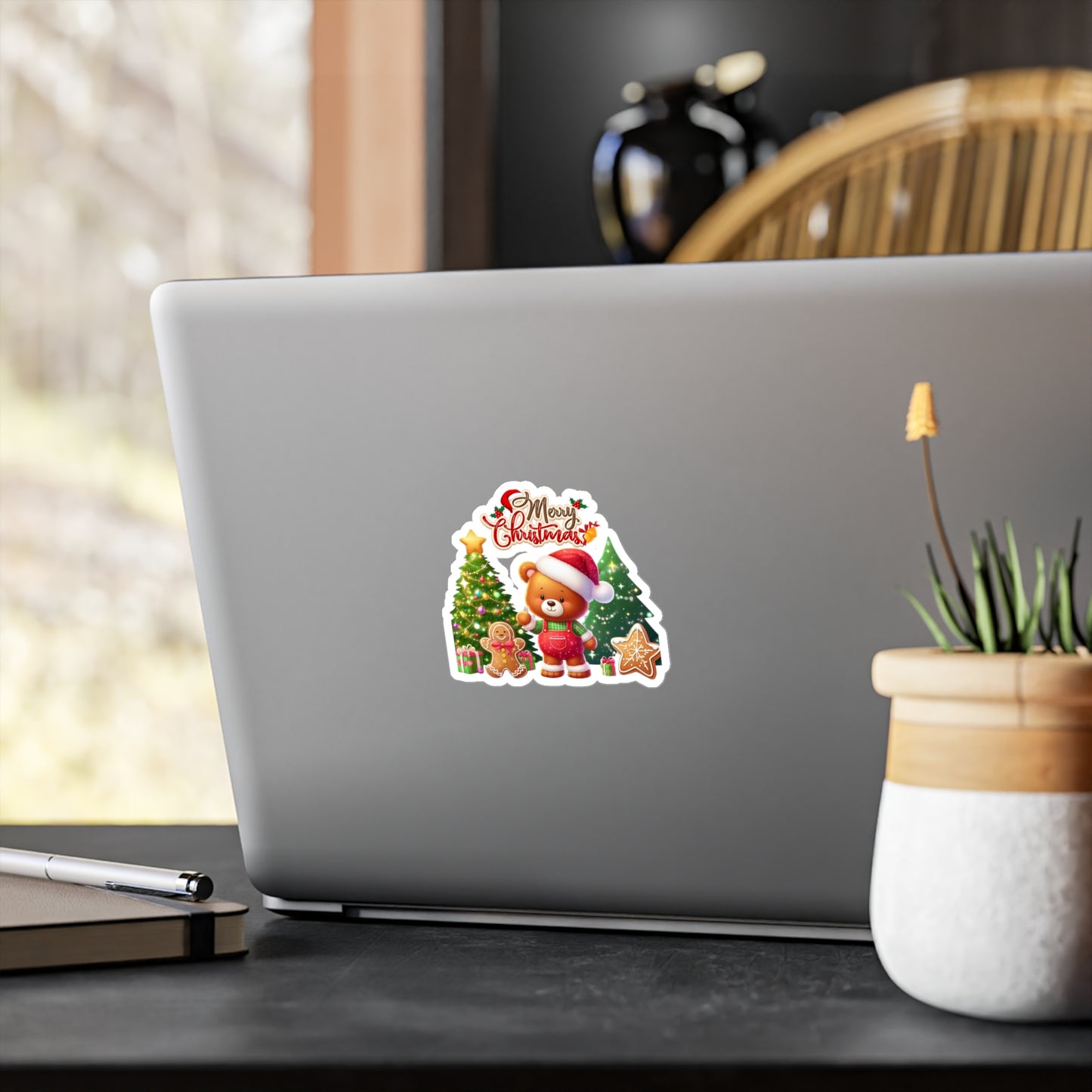 Merry Christmas Teddy Bear Sticker