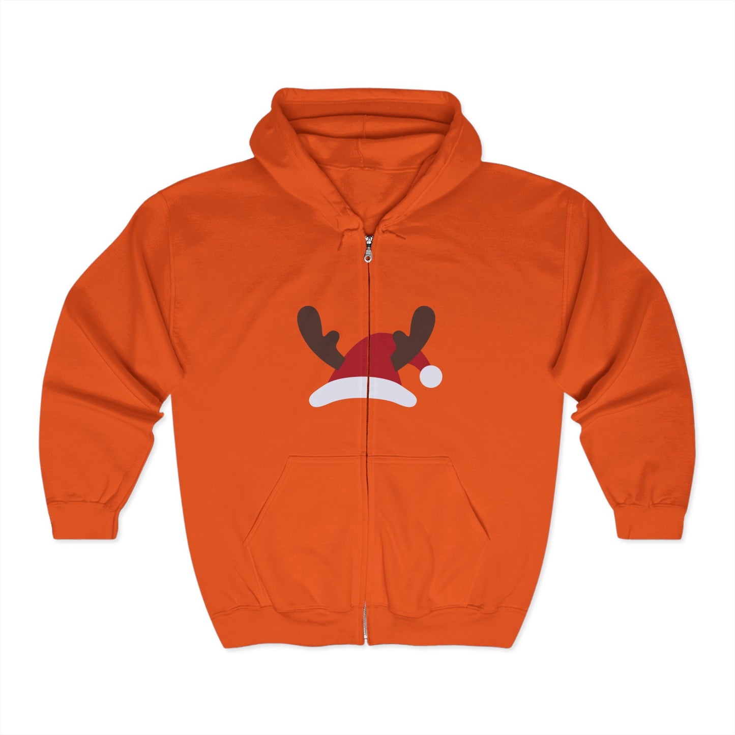 Christmas Unisex Full Zip Hooded Sweatshirt - Santa's Hat Design