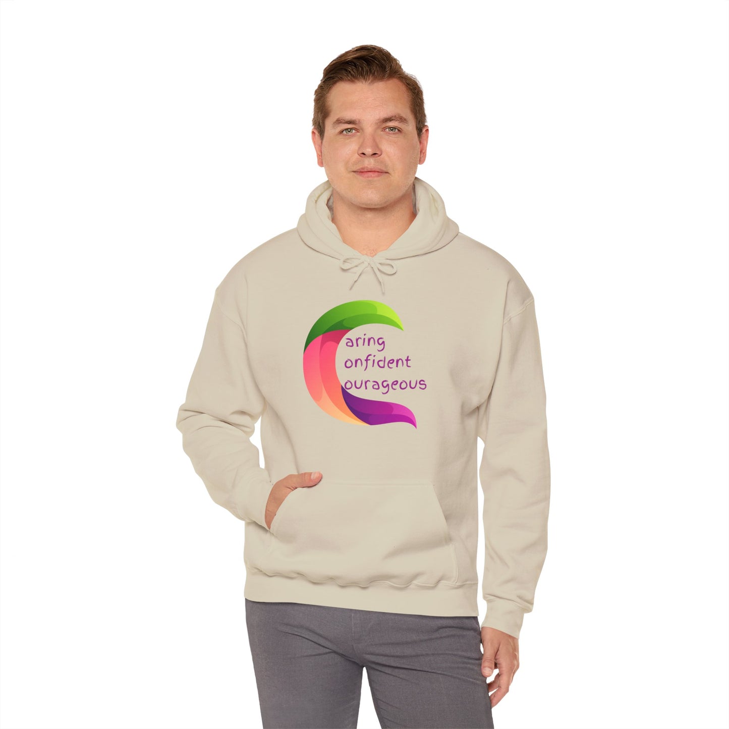 Caring Confident Courageous Hoodie - Motivational Unisex Sweatshirt