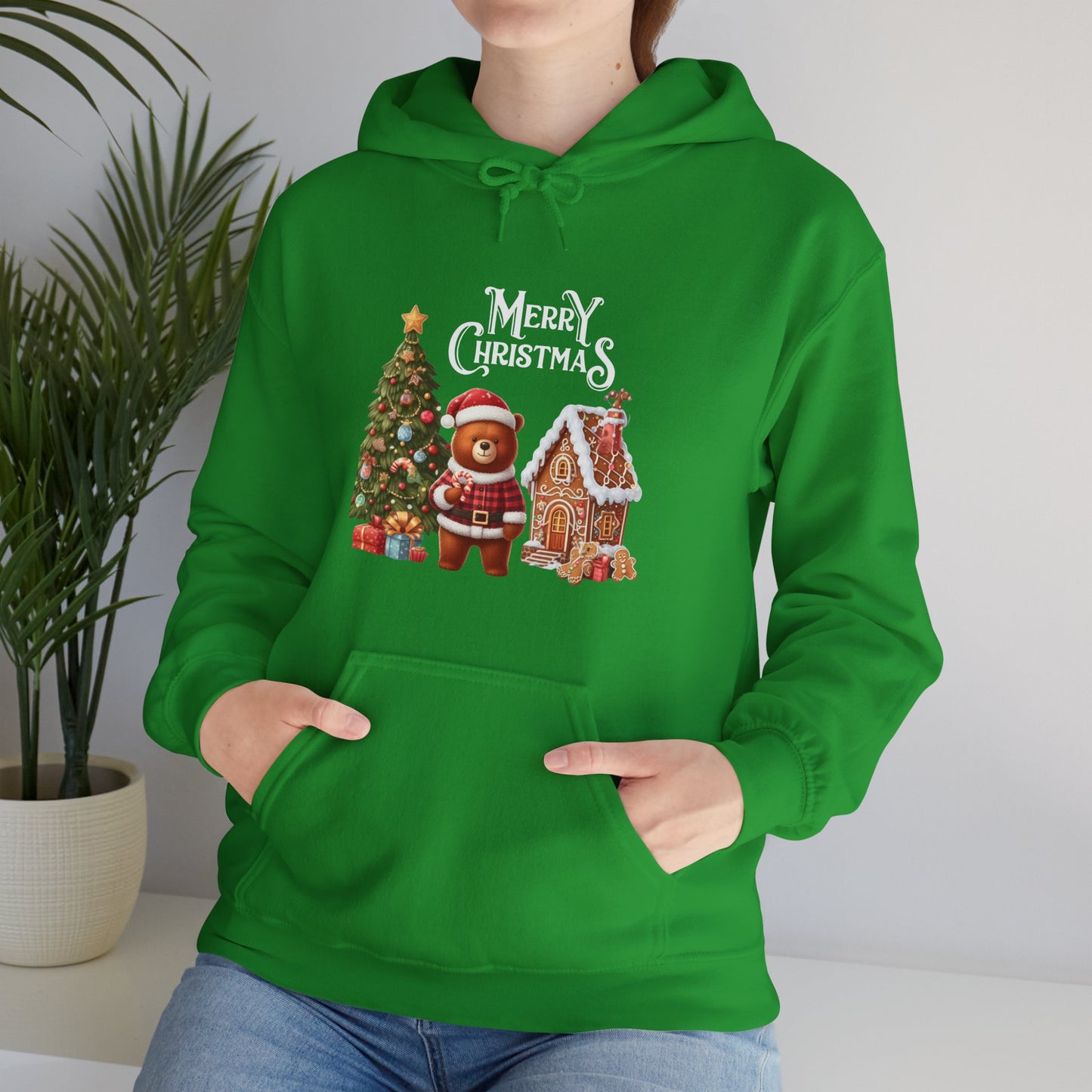 Festive Bear and the Gingerbread House Christmas Hoodie - Unisex