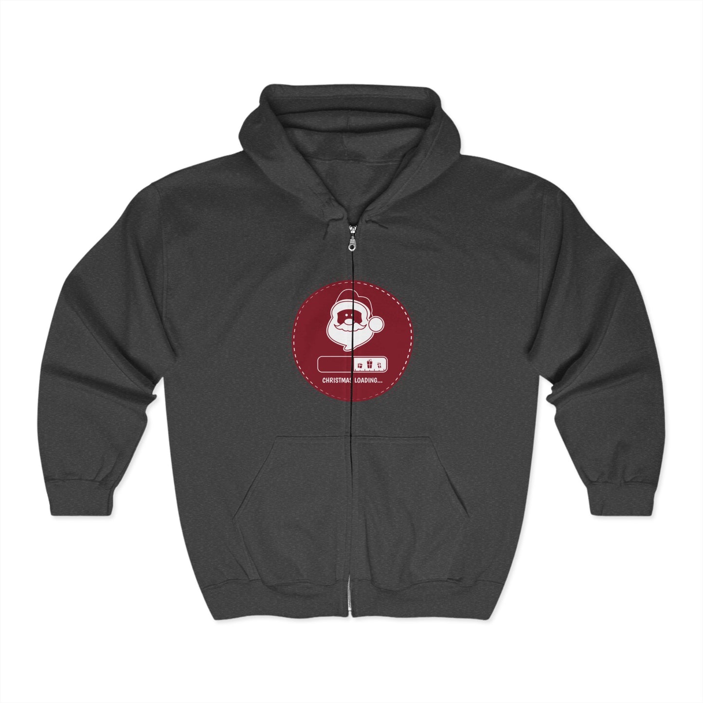 Christmas Unisex Full Zip Hooded Sweatshirt - Christmas Loading Design