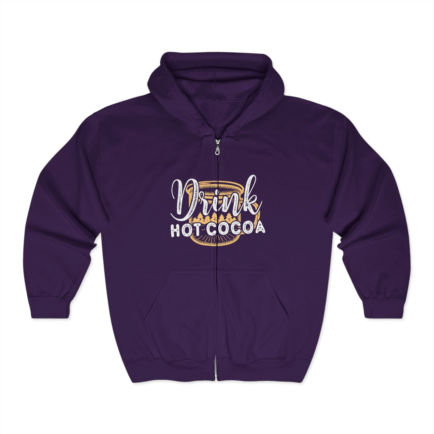 Christmas Unisex Full Zip Hooded Sweatshirt - Drink Hot Cocoa Design