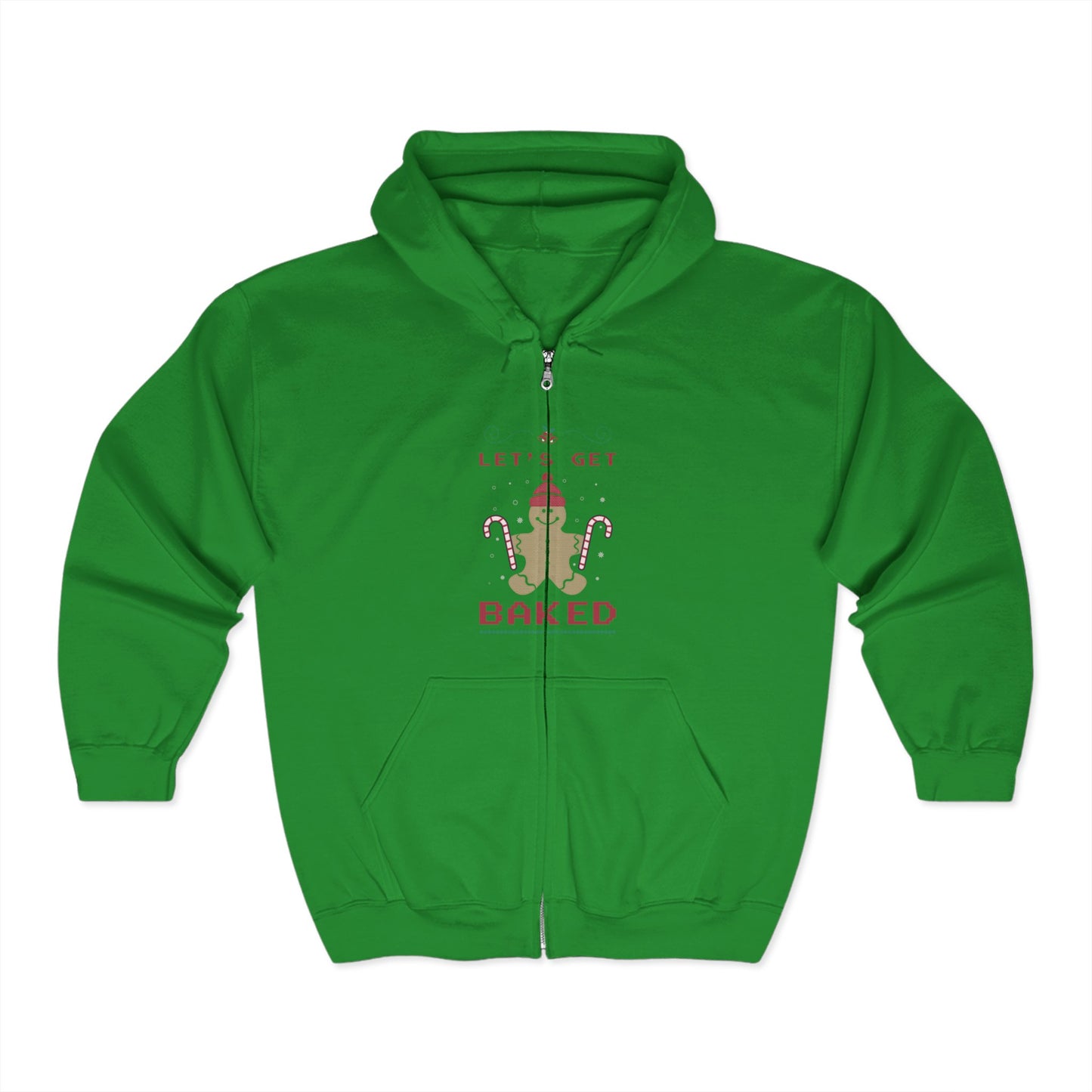 Christmas Unisex Full Zip Hooded Sweatshirt - Let's Get Baked Design