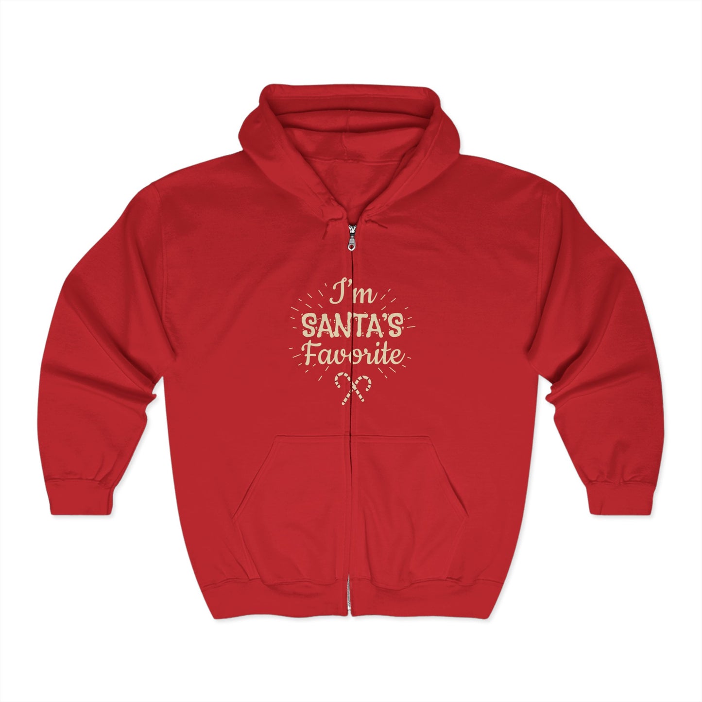 Christmas Unisex Full Zip Hooded Sweatshirt - I'm Santa's Favorite Design
