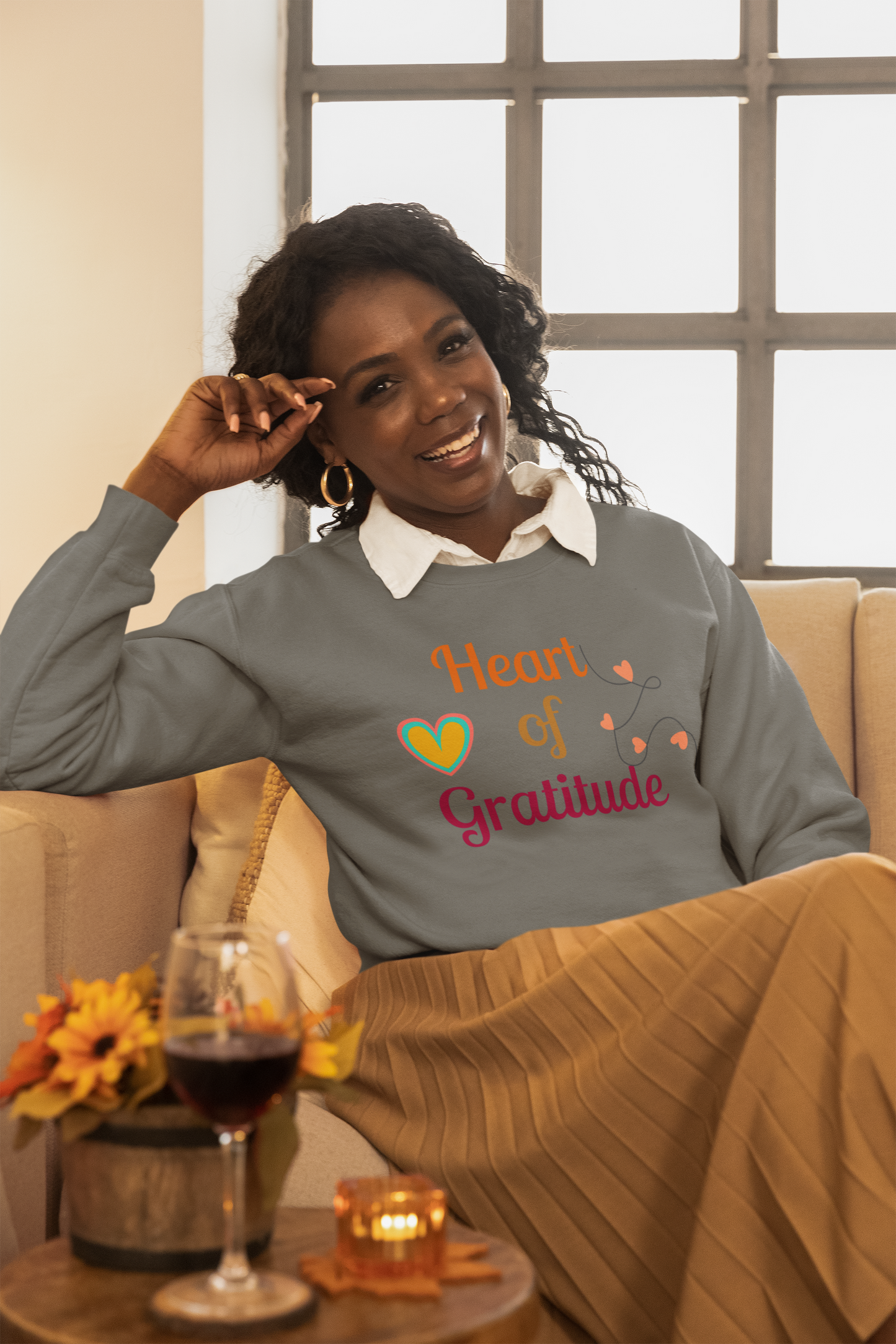 Heart of Gratitude on a String Thanksgiving Sweatshirt - Unisex - Motivational Treats