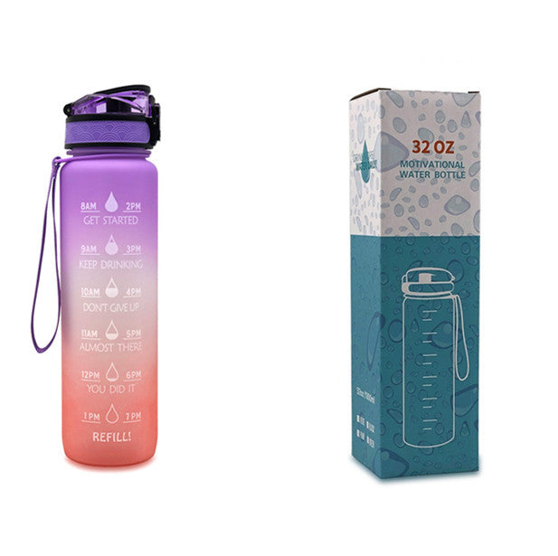 Hydrate Hourly Motivational Water Bottle - 1L Leakproof Tritan Bottle with Time Markers & Bounce Cover