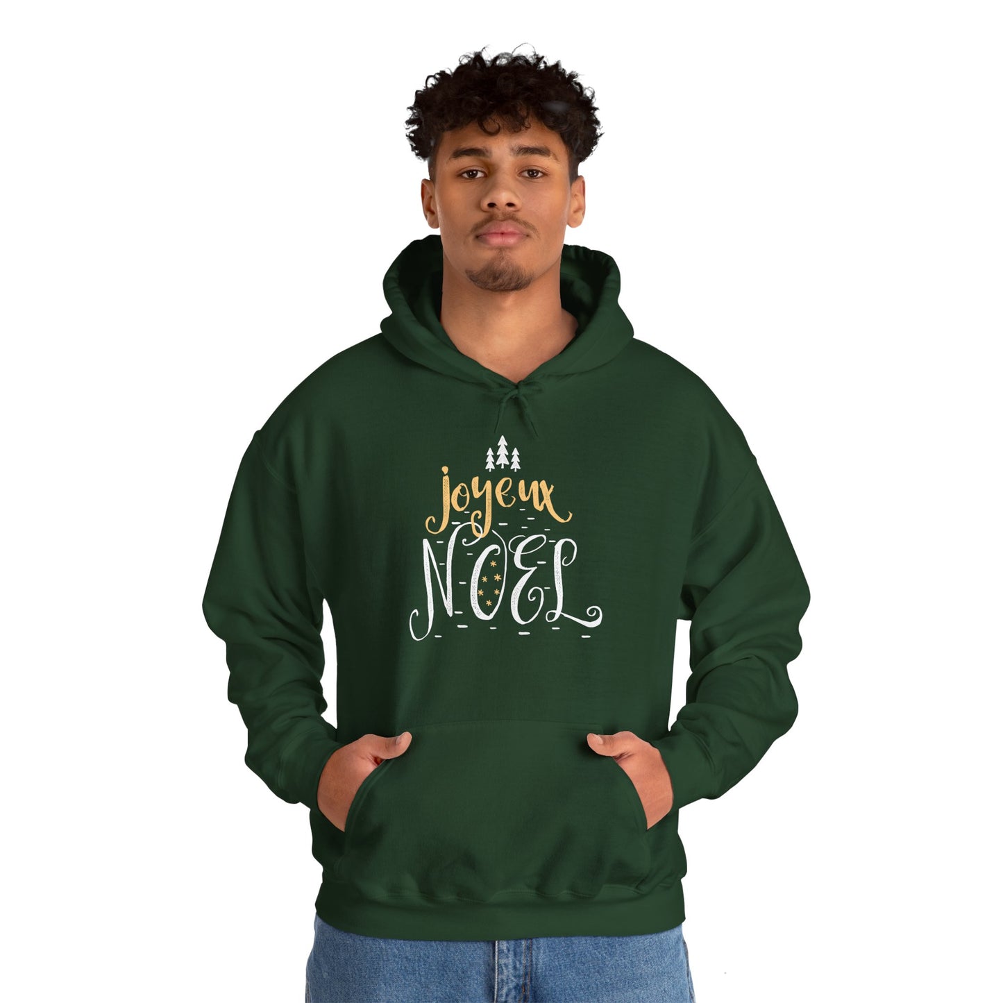 Christmas Unisex Hooded Sweatshirt - Joyeux Noel Design