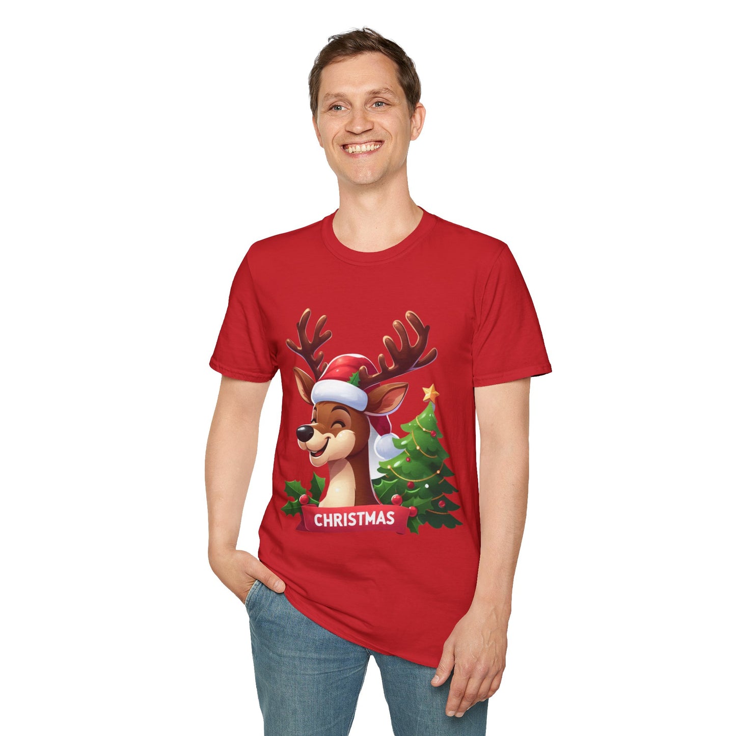 Christmas Unisex T-Shirt - Xmas Reindeer Design