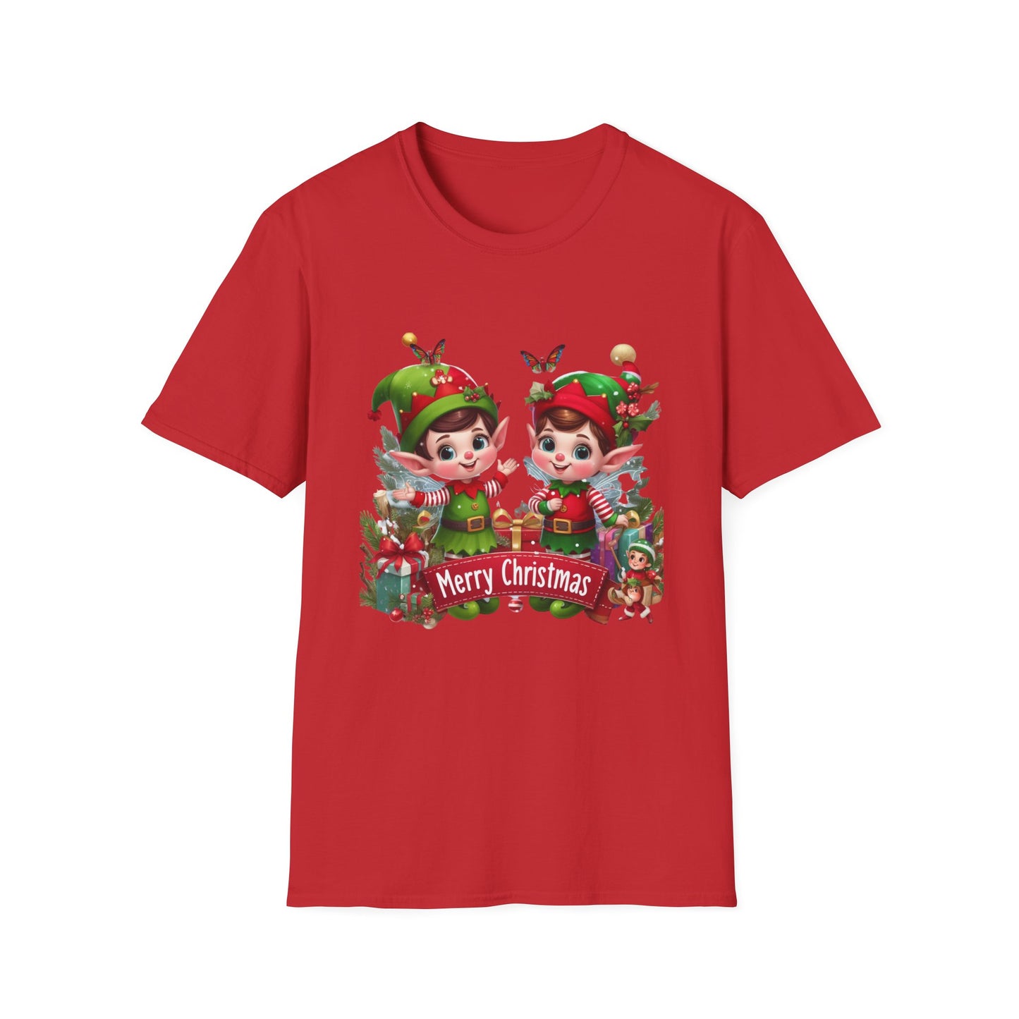 Christmas Unisex T-Shirt - Twin Xmas Elves Design