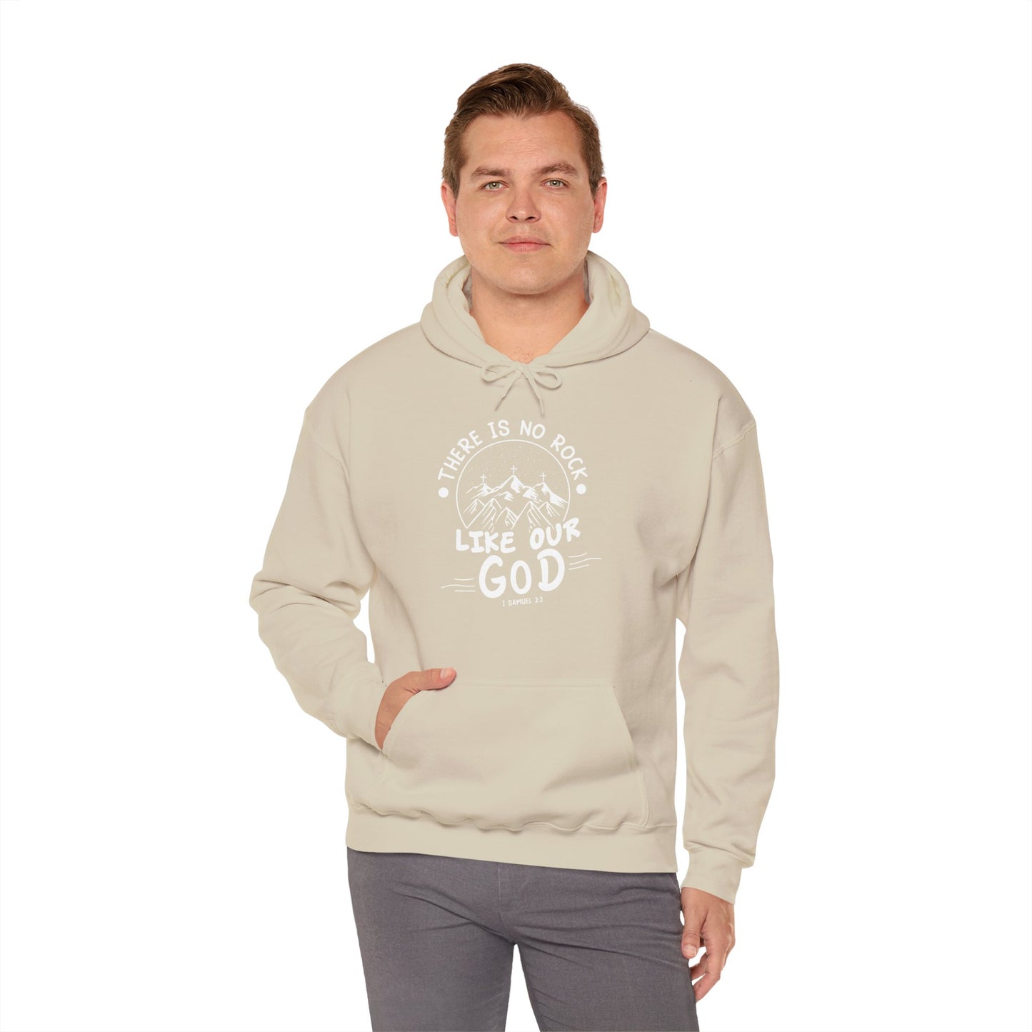 Christian Unisex Hooded Sweatshirt - There Is No Rock Like Our God Design