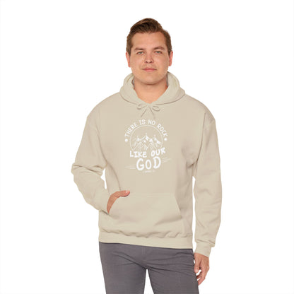 Christian Unisex Hooded Sweatshirt - There Is No Rock Like Our God Design