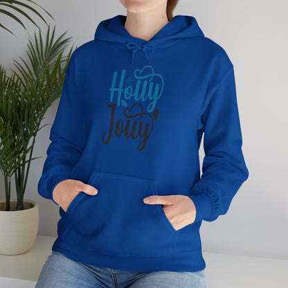 Christmas Unisex Hooded Sweatshirt - Festive Holly Jolly Design